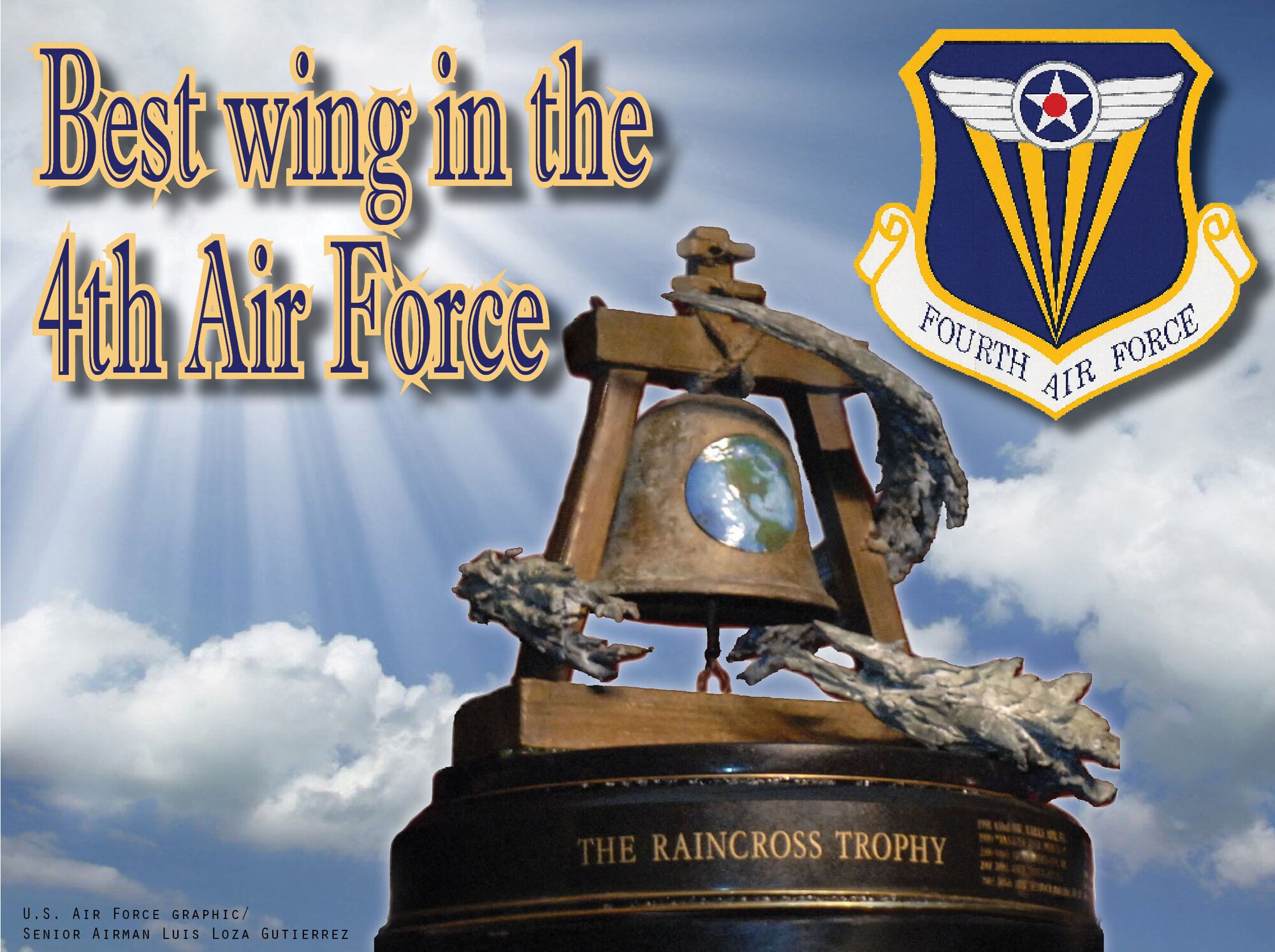 The Rain Cross Trophy photo illustration; created Aug. 8, 2011. The Raincross Trophy has been in existence for 13 years and recognizes the work of aircrews assigned to wings under the 4th Air Force flag who display exceptional airmanship during an individual mission or sustained operations. The 2010 Raincross Trophy marks the second time the Alamo Wing has been presented the prestigious award. The 433rd Airlift Wing was the first recipient of the award in 1998, when it officially assigned to the now closed Kelly Air Force Base, Texas.  (U.S. Air Force photo illustration/Senior Airman Luis Loza Gutierrez)