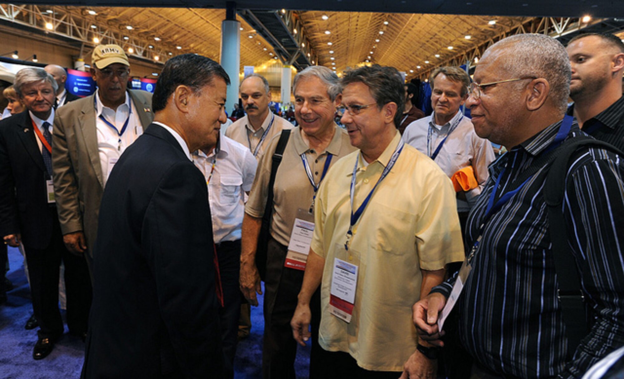 Secretary of Veterans Affairs Eric Shinseki visits with attendees of the National Veterans Small Business Conference and Expo Aug. 15, 2011.  The conference is taking place in New Orleans and is focusing on helping veteran-owned and service-disabled veteran-owned businesses succeed in winning federal contracts and expanding their businesses.  (Department of Veterans Affairs photo/Robert Turtil)