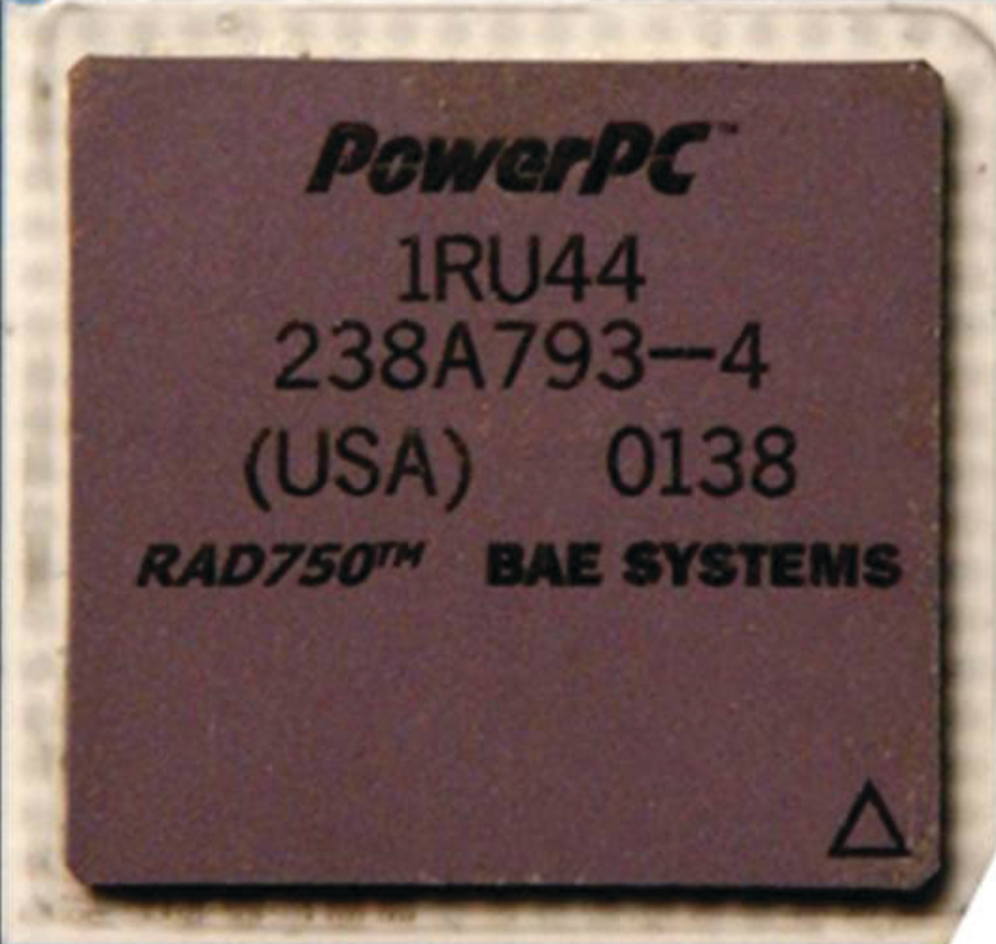 This radiation-hardened microchip enables spaceship operations to survive in harsh environments.  (Photo courtesy of BAE Systems Inc.)