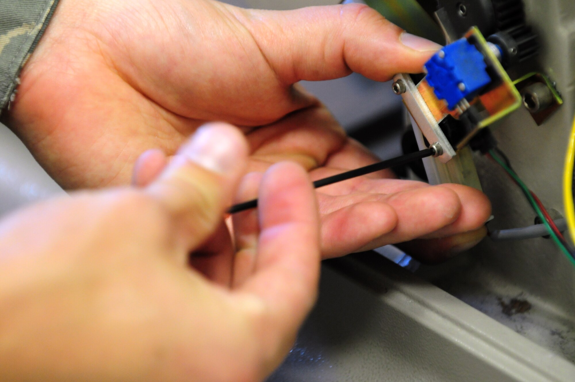 SPANGDAHLEM AIR BASE, Germany – A 52nd Medical Support Squadron Airman repairs a dental chair used by the 52nd Dental Squadron here Aug. 16. Biomedical equipment technicians, part of the 52nd MDSS Medical Logistics Flight, maintain and repair equipment used by the 52nd Medical Group, ensuring they have what they need to keep Saber Airmen and their families healthy. (U.S. Air Force photo/Airman 1st Class Matthew B. Fredericks)