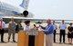 Col. William Edwards, 932nd Airlift Wing commander, hands the ceremonial C9-C key to Michael Leister, museum director of the .Air Mobility Command  Museum. The C-9C landed at Dover  Air  Force Base, Del. on August 18, for its  addition to the AMC Museum. The C-9C has flown our nations' civilian and military leaders  across the world since 1975. The aircrew for  the final flight was  Lt. Col. Rick Eccher, pilot; and Lt. Col Bryan Birchem, co-pilot. (U.S. Air Force photo/Tech. Sgt. Dan Oliver)