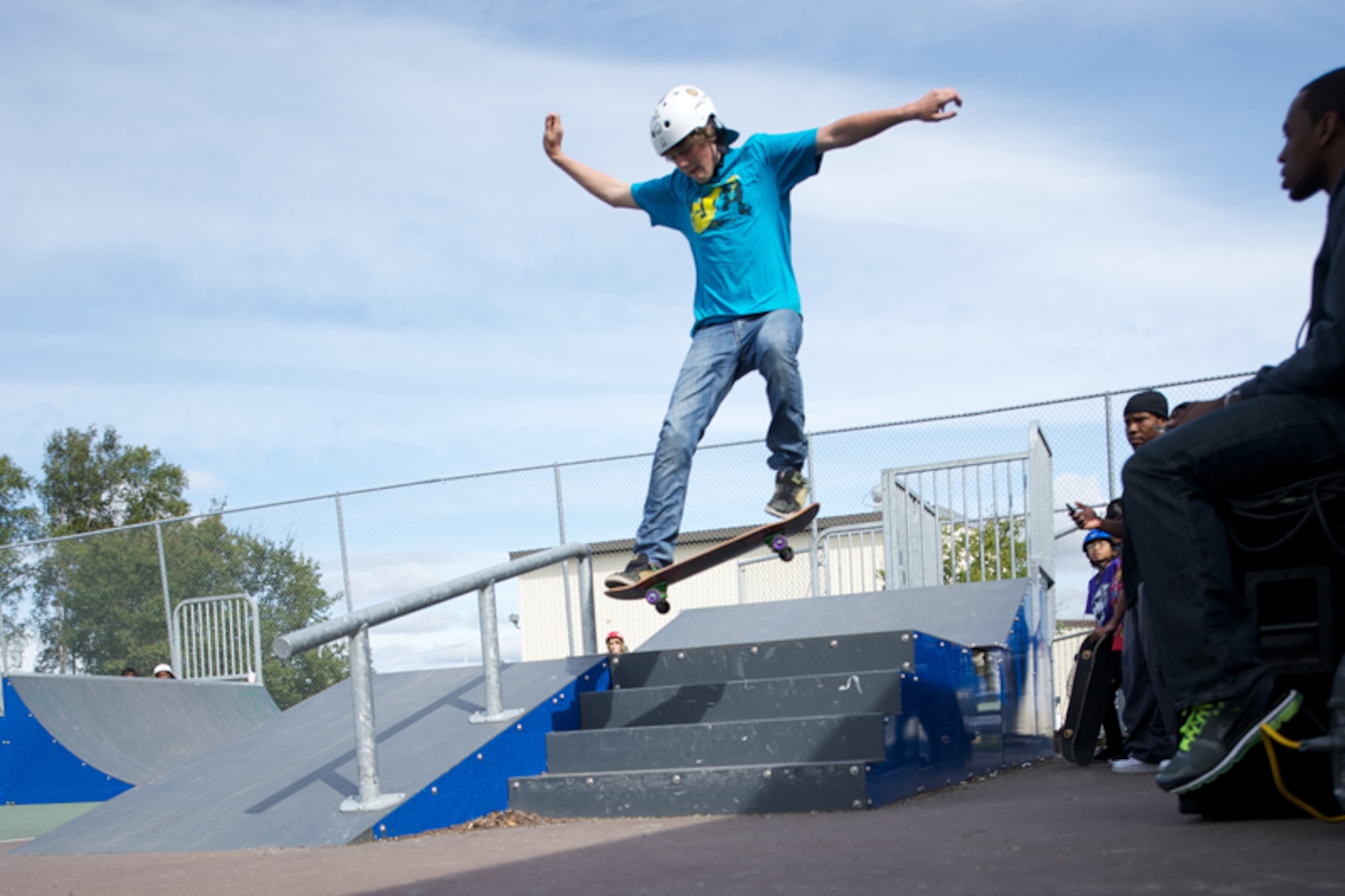 Cloudy skies part for youth skateboard competition Joint Base