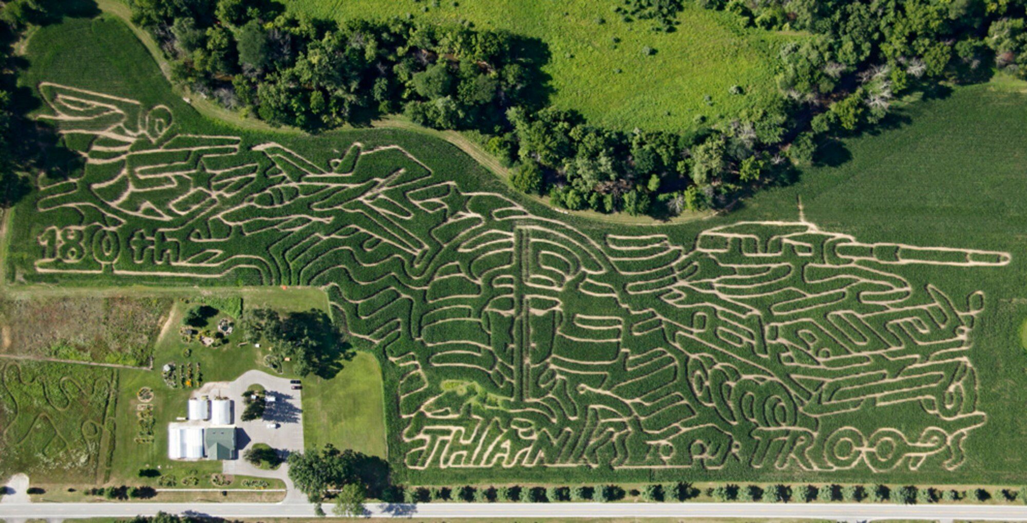 Mr. Duke Wheeler of Whitehouse, Ohio has created a military themed corn maze for the fall season to honor local soldiers, sailors, airmen, and marines.