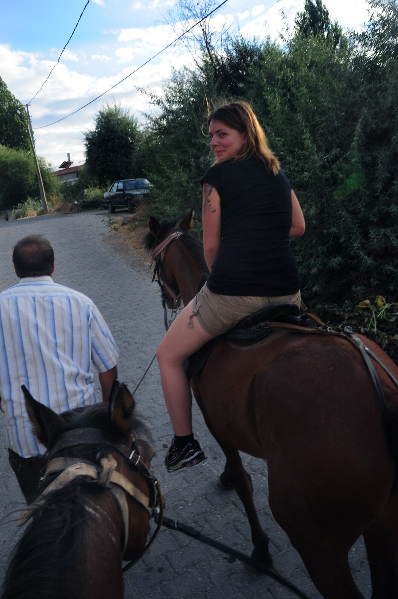 Melissa Sanchelli enjoys a guided horse back ride as part of a base tour Aug. 13, 2011, at Cappadocia, Turkey.  The free rides were given to any who wished to participate and lasted as long as the rider wished before sunset. (U.S. Air Force photo by Senior Airman Anthony Sanchelli/Released) 
