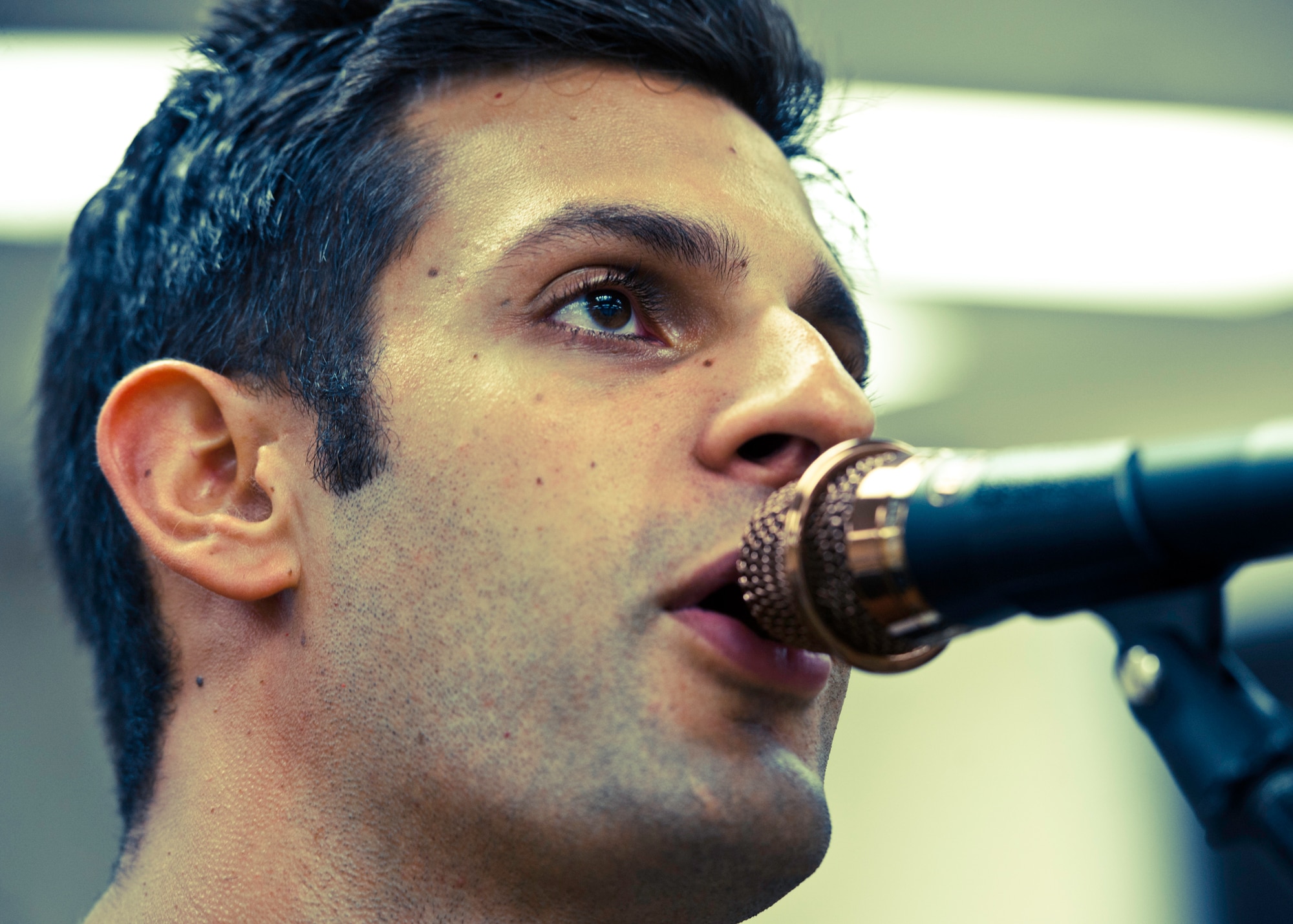 Staff Sgt. Jacob John, of the 96th Civil Engineer Squadron, is the lead singer and guitarist for the band, Sonic Cell.  The four-person alternative rock band is made up of enlisted Airmen from the 96th Air Base Wing.  (U.S. Air Force photo/Samuel King Jr.)