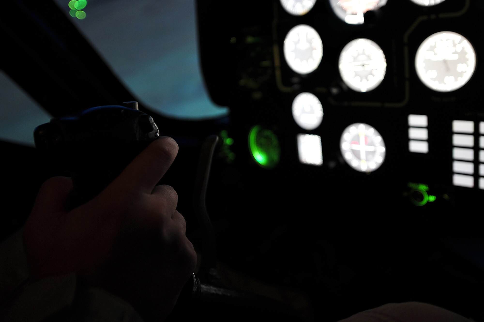 An Iraqi Army Aviation Command pilot flies a MI-171 helicopter simulator at Taji Air Base, Iraq, Aug. 10, 2011. The $4.8 million simulator provides invaluable training to Iraqi Army Aviation Command pilots, allowing them to experience multiple flight scenarios, including emergency conditions in a controlled, safe environment. (U.S. Air Force photo/Tech. Sgt. Josef Cole)
