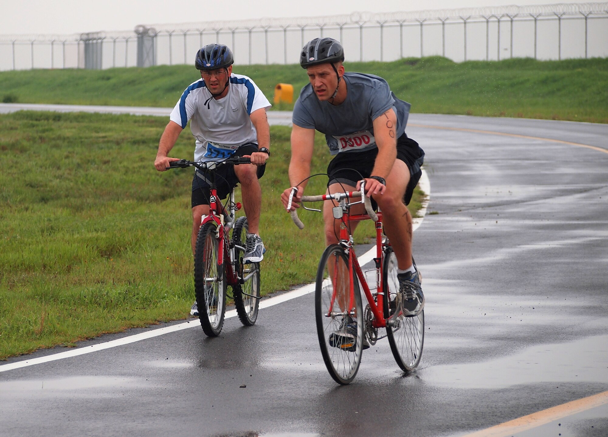 KUNSAN AIR BASE, Republic of Korea -- Members of the Wolf Pack participate in this year’s triathlon here Aug. 20. The triathlon was meant to increase their physical endurance and unit esprit de corps. (U.S. Air Force photo/Senior Airman Jeffrey MacHott)