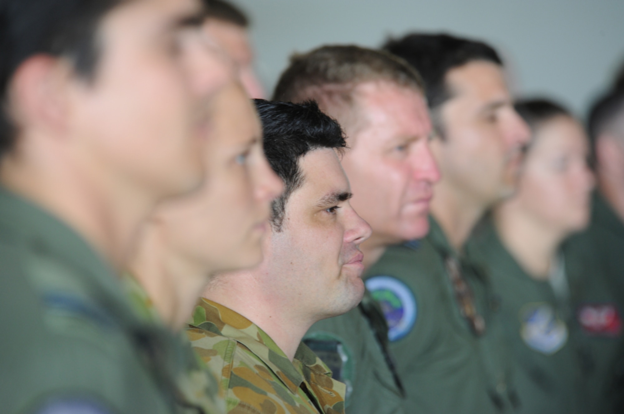 COLOMBO, Sri Lanka - Airmen from the Royal Australian Air Force stand "At Ease" while in formation at Ratmalana Airport, Colombo, Sri Lanka on Aug. 22 for the opening ceremony of Pacific Airlift Rally 2011, a Pacific Air Force sponsored, biennial multilateral tactical military airlift symposium. The exercise enhances military airlift interoperability and cooperation between the nations of the Indo-Pacific region. (DoD photo/Master Sgt. Cohen A. Young)