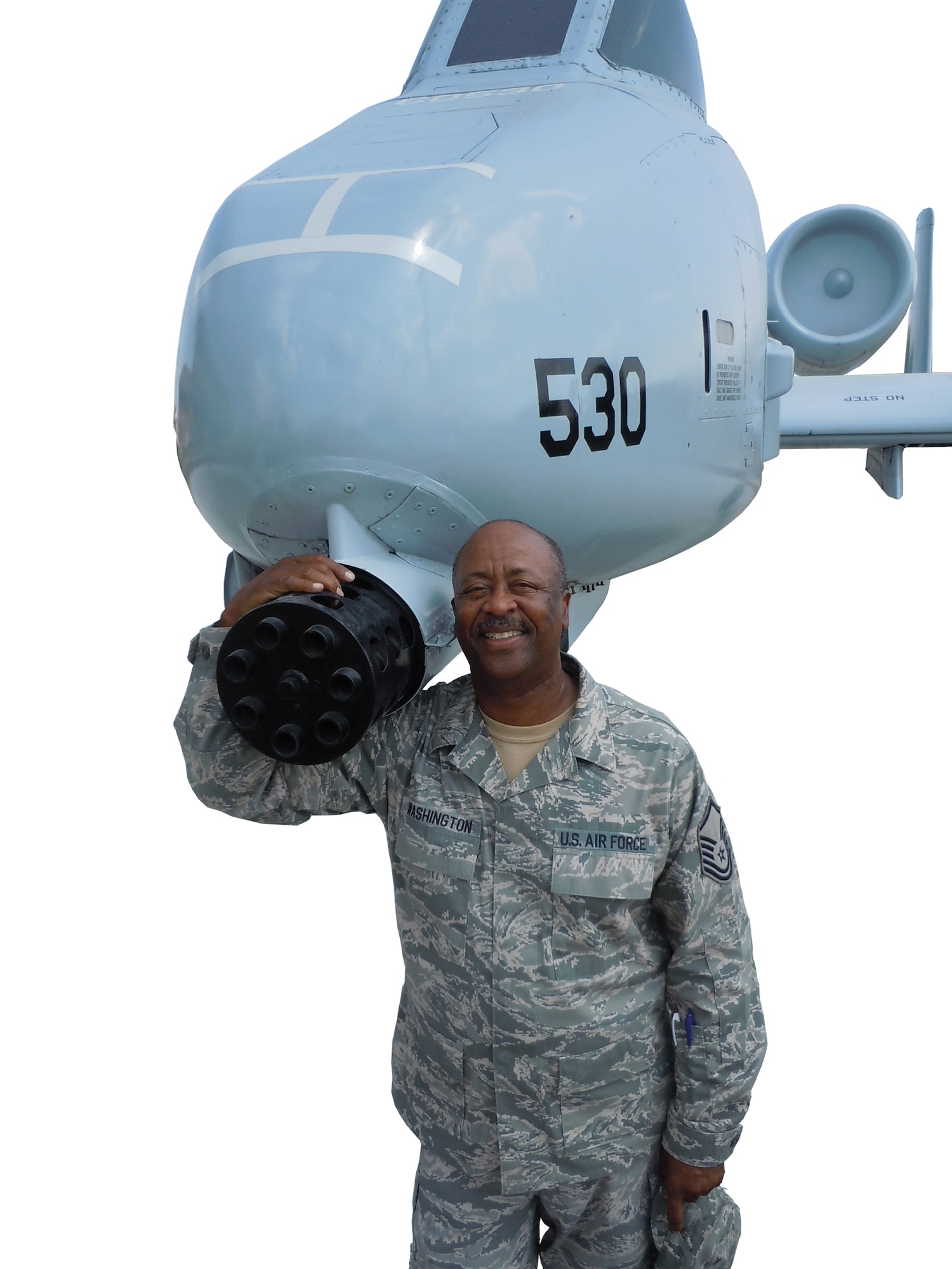 (A-10) Master Sgt. Larry Washington, of the 442nd Fighter Wing, pictured here (far left) is retiring after three decades of military service. Washington has worked as a public affairs specialist, first sergeant, Airmen and Family Readiness specialist and now helps with Newcomer’s Flight. The 442nd Fighter Wing is an A-10 Thunderbolt II Air Force Reserve unit at Whiteman Air Force Base, Mo. (U.S. Air Force illustration/Tech. Sgt. Kent Kagarise).