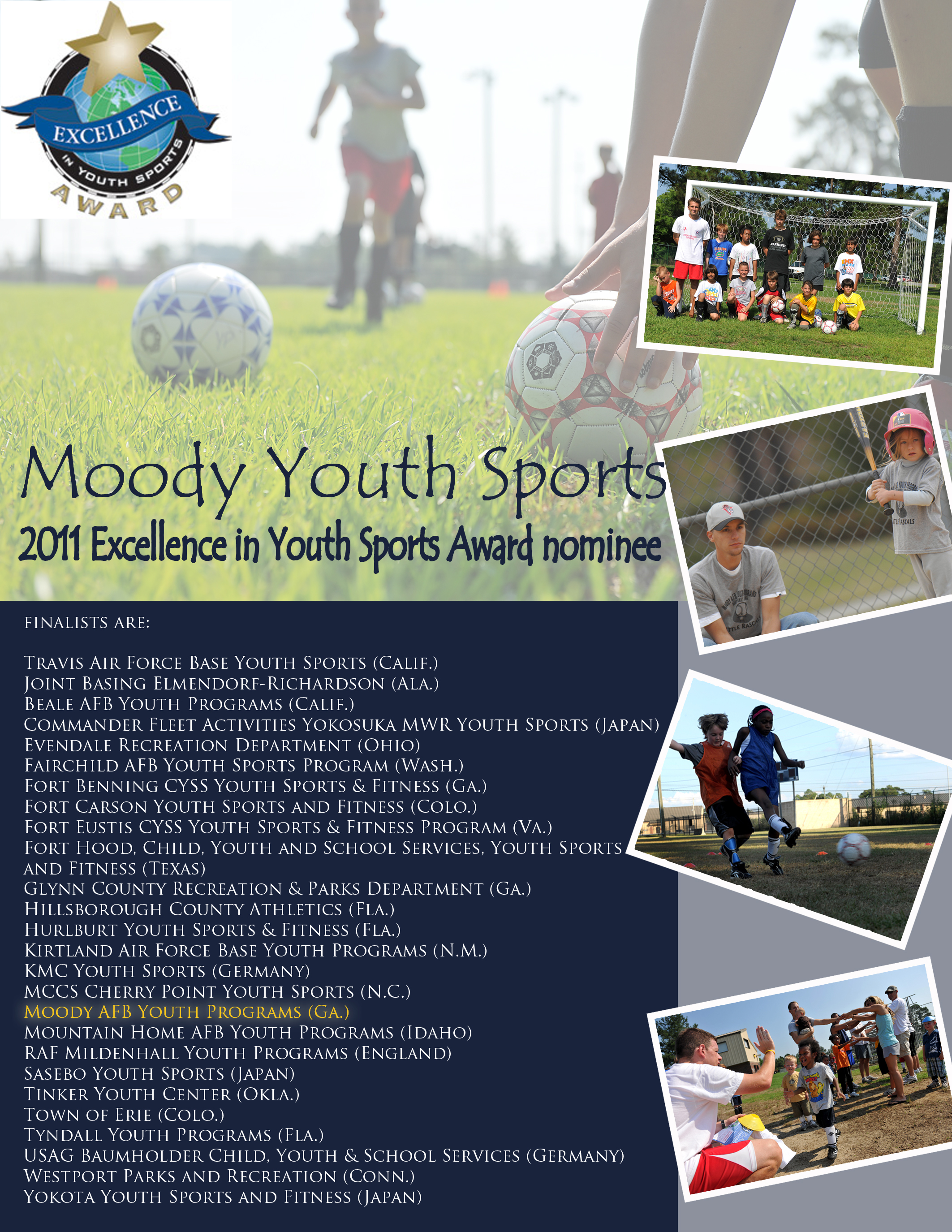 Moody selected as finalist for Excellence in Youth Sports Award > Moody