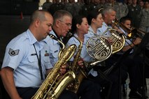 Stewart ANGB, Newburgh N.Y. - Members of the Air National Guard Band of the Northeast performing at the 105th Airlift Wing's C-17 Rollout ceremony on Aug. 6, 2011. (U.S. Air Force photo by Tech. Sgt. Lee Guagenti) (released)