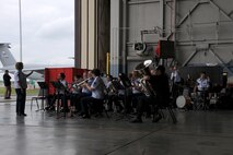 Stewart ANGB, Newburgh N.Y. - Members of the Air National Guard Band of the Northeast performing at the 105th Airlift Wing's C-17 Rollout ceremony on Aug. 6, 2011. (U.S. Air Force photo by Tech. Sgt. Lee Guagenti) (released)