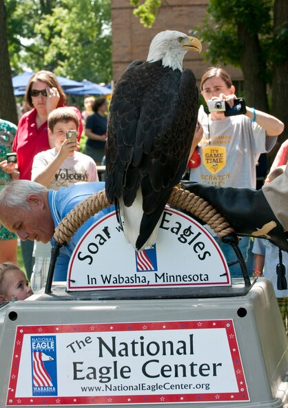 The 2011 Family Day at the 133rd Airlift Wing August 20th, 20111 included events for children and family members included a fish pond, archery, climbing wall, hay ride, bean bag toss, hammer bell, bouncing room, an eagle demonstration from the National Eagle Center, home run derby, egg toss, fire safety house, and basket ball toss. Static displays and demonstrations on the flight line included a F-16 Fighting Falcon and one of the Wing?s C-130 Hercules cargo aircraft. Food was provided free of charge and served by Fat Lorenzos of Minneapolis to the Airmen and their families. Air Force by Tech. Sgt. Erik Gudmundson (released) 