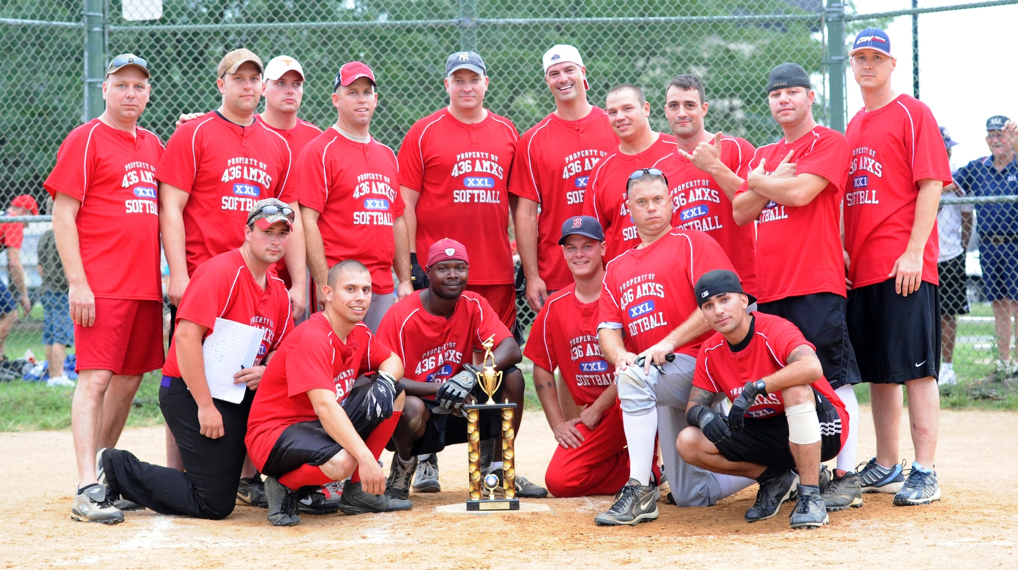 436th Aircraft Maintenance Squadron took first place during the intramural softball championship game August 19.  (U.S. Air Force photo by Staff Sgt. Chad Padgett)