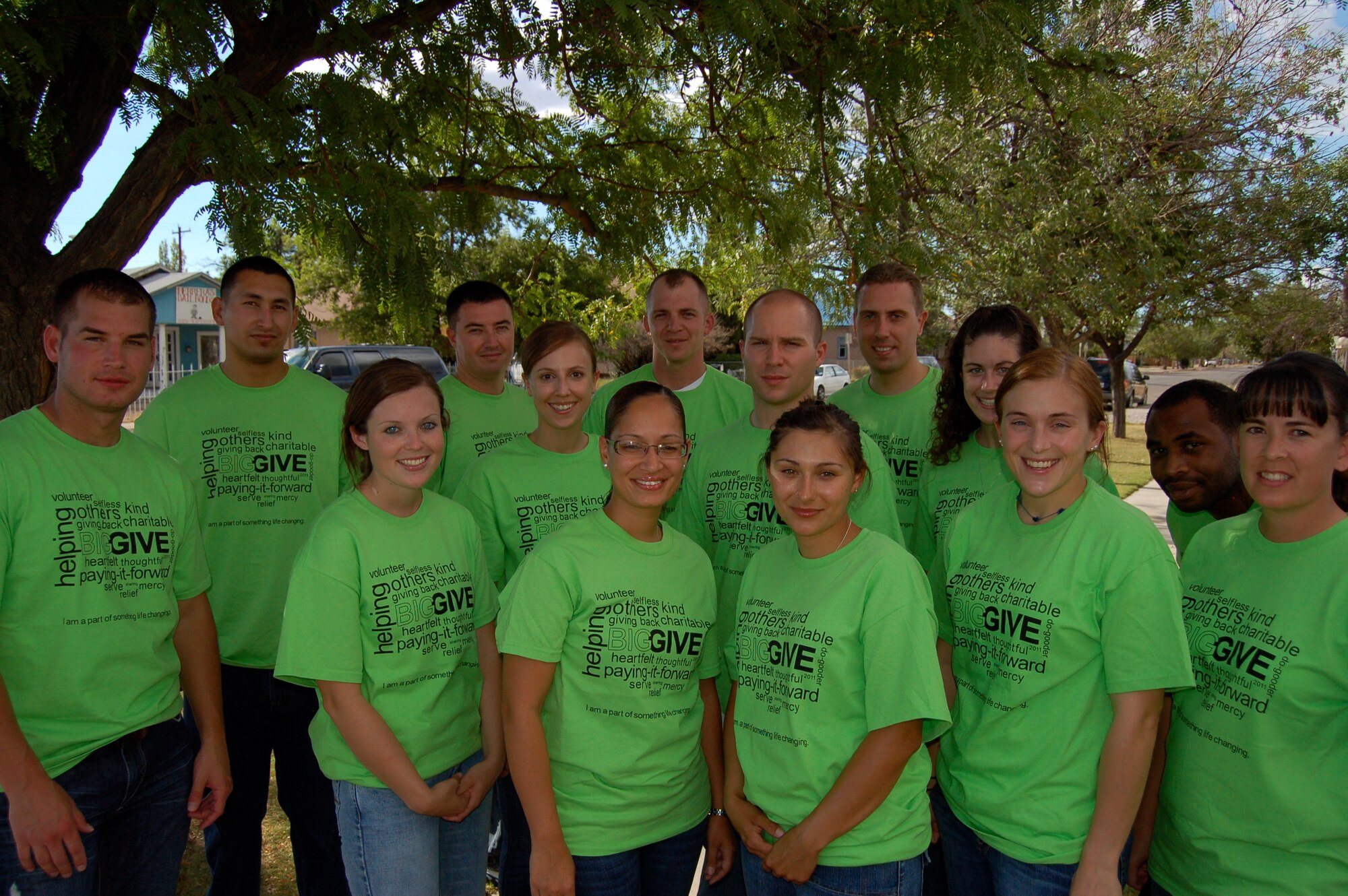 ALAMOGORDO, N.M. -- Members of the 4th Space Control Squadron "Pirates Providing for Alamo" Big Give team pose for a photo July 15, 2011, outside of the Lowe's grocery store in Alamogordo, N.M. The team volunteered 470 hours of community service to the Alamogordo community. (Courtesy Photo)