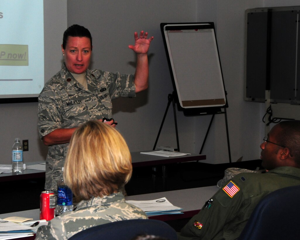 The Junior Officer Leadership Development Seminar being conducted at the Niagara Falls Air Reserve Station, Niagara Falls, N.Y.  The seminar was held from 18-21 August, 2011 with various topics, briefings and exercises conducted to prepare junior Air Force Reserve Officers for upward career progression. (U.S. Air Force photo by Peter Borys)