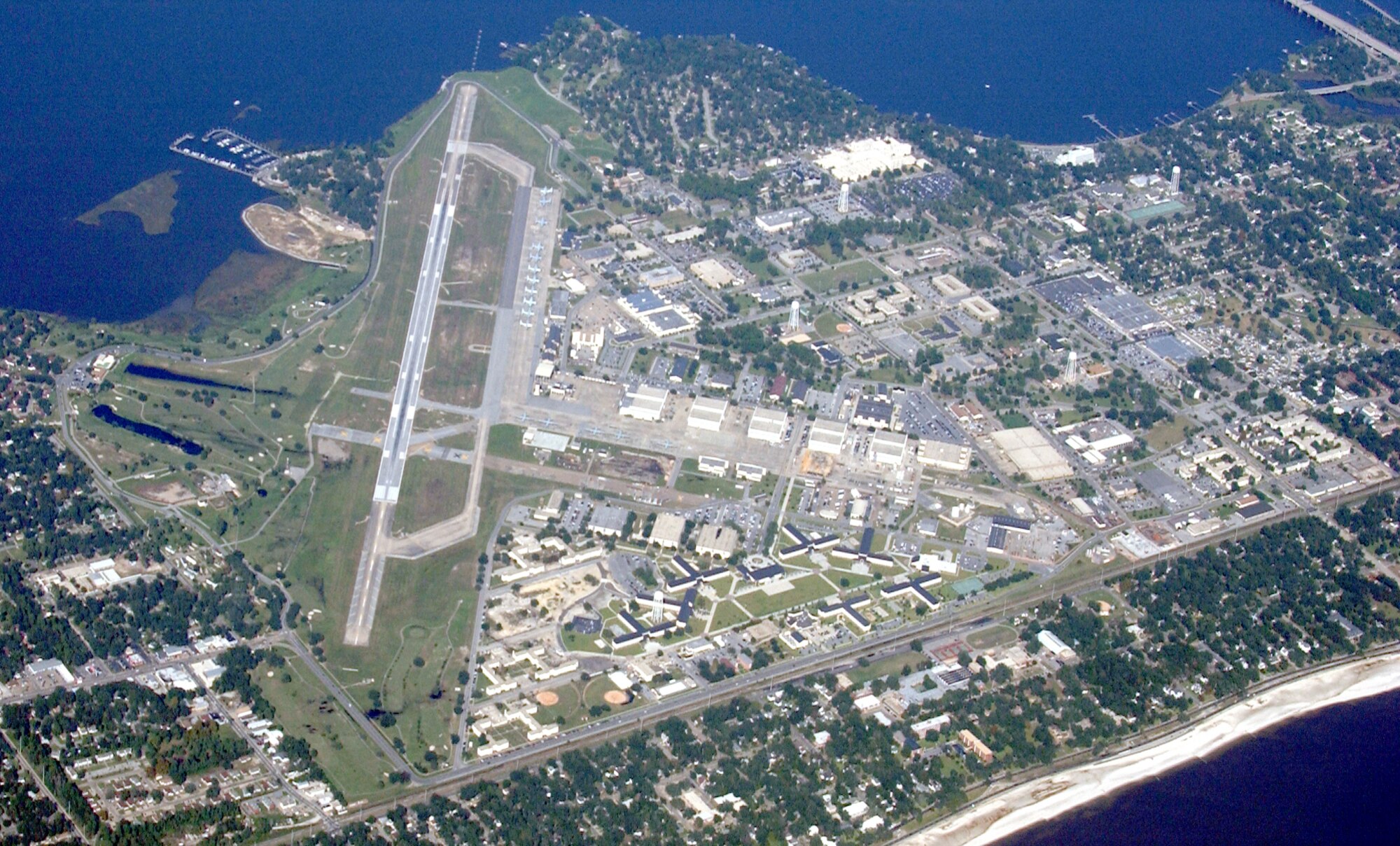 Aerial view of Keesler, 2002.  (Photo courtesy of 81st Training Wing History Office)