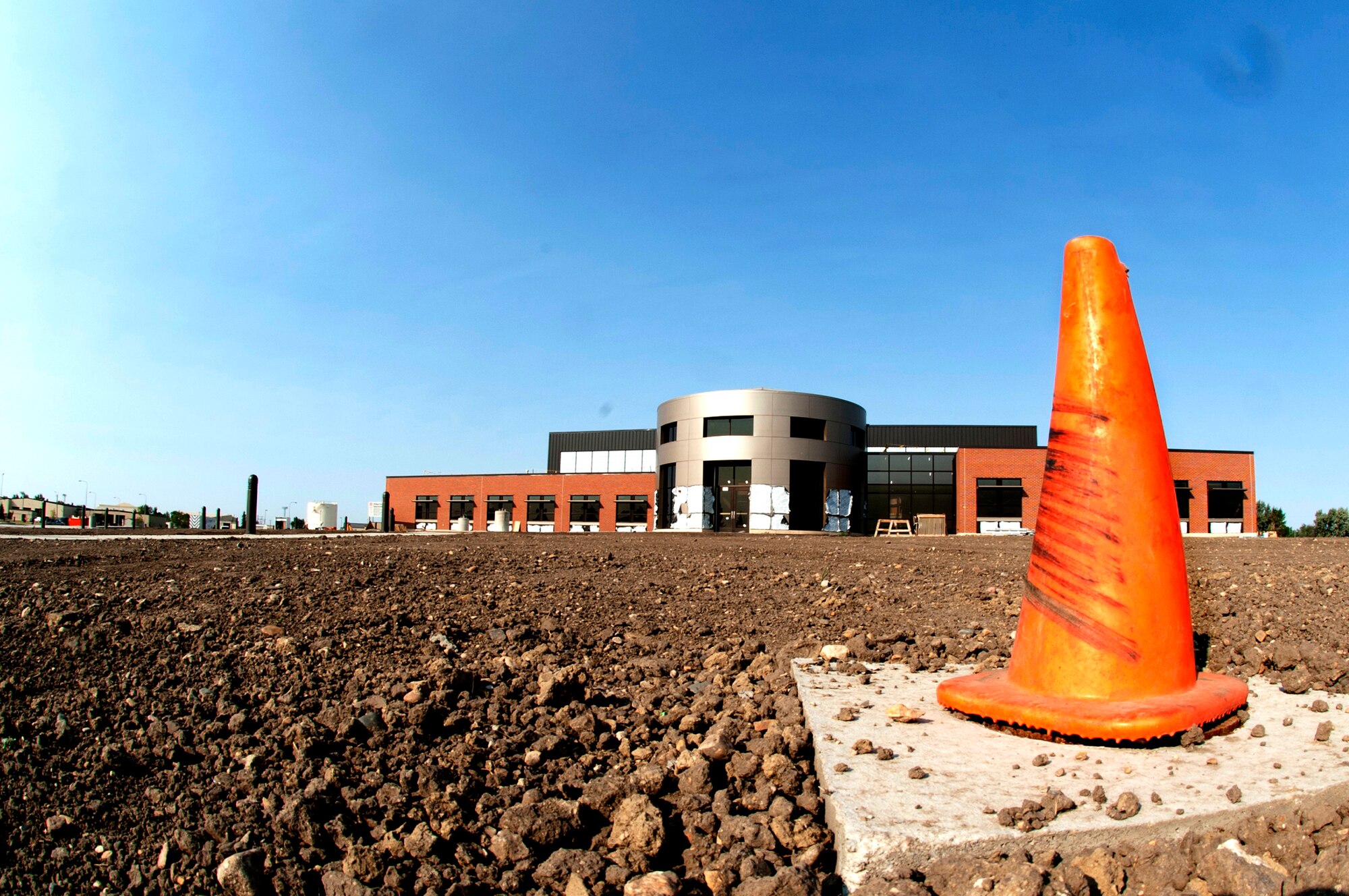 MINOT AIR FORCE BASE, N.D. – Construction of the new 91st Missile Wing training facility is nearing completion, here Aug. 23. This project will foster advanced training programs and improve regiments assisting Airmen with their skills and developing a better understanding of their individual duties. (U.S. Air Force Photo/ Airman 1st Class Stephanie Ashley) (RELEASED)