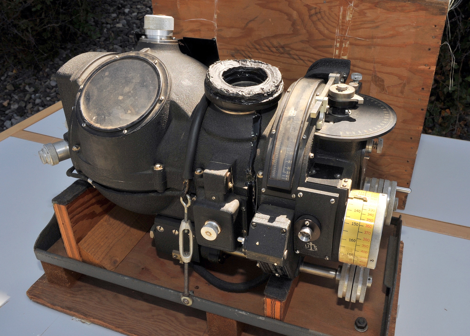 The Norden Bombsight sits on display outside of the Malmstrom Museum during the donation ceremony Aug. 19.
