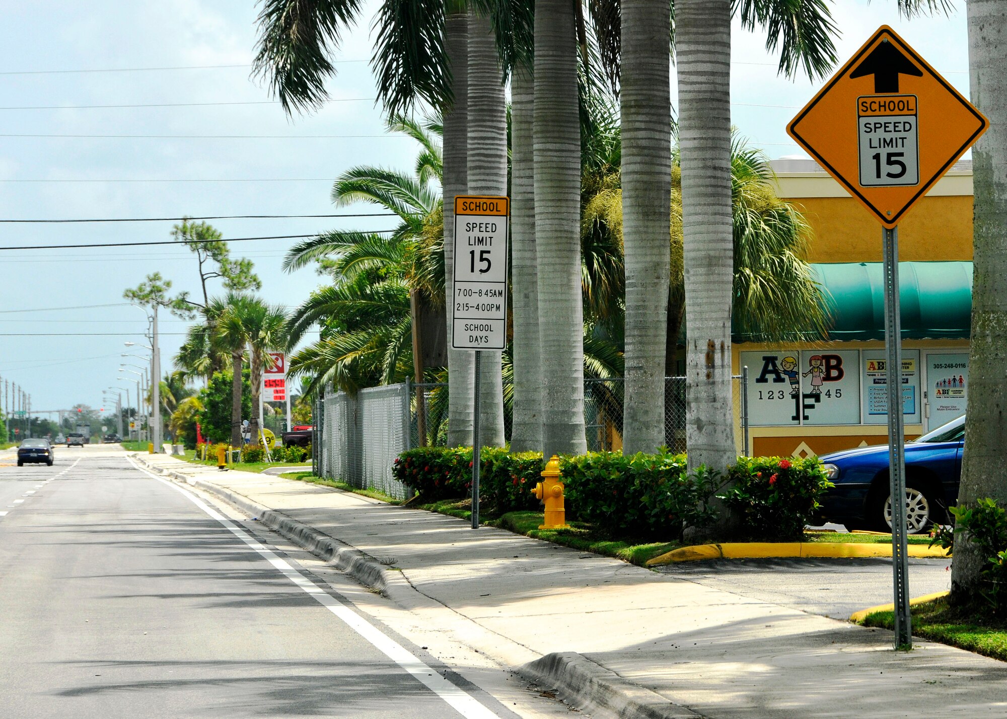 School is back in session, so motor vehicle operators need to be more aware than ever of School Zone signs. This daycare is within site of Homestead Air Reserve Base, and is open year-round, regardless of whether or not it is summer. (US Air Force Photo/Mr. Ian Carrier)