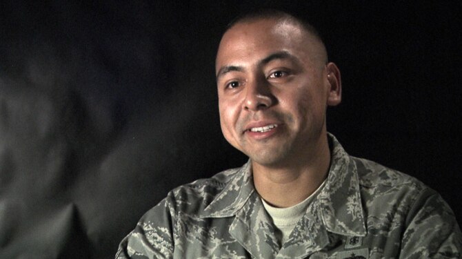 DAVIS-MONTHAN AIR FORCE BASE, Ariz. - Tech. Sergeant Anthony Maez from the 355th Aerospace Medicine Squadron, tells the story of how the events of Sept. 11 helped change his life into the Airman he is today, here August 2011. (Courtesy photo)