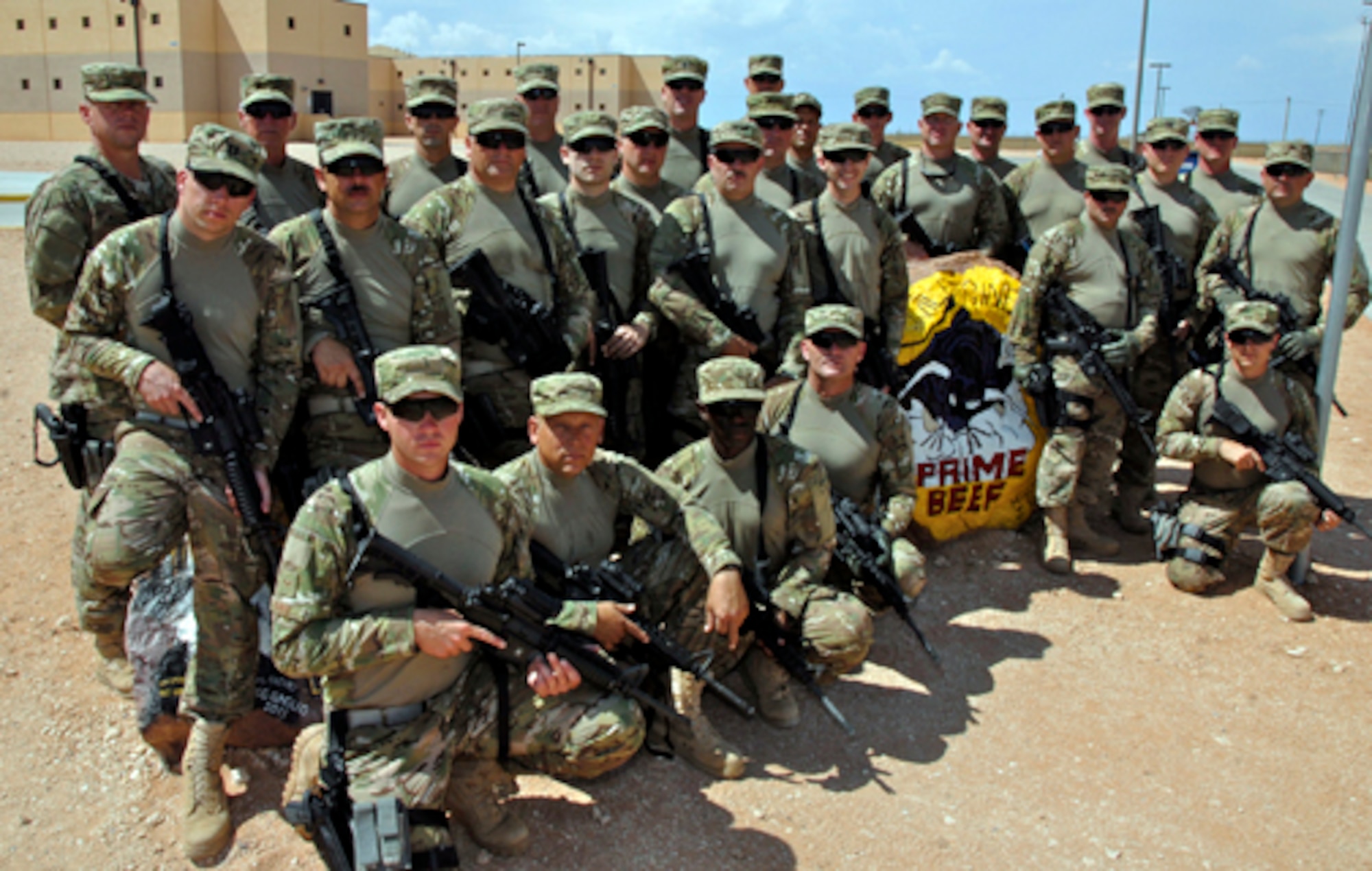 The 442nd Civil Engineers Squadron poses for a picture. Approximately 35 CES reservists completed combat skills training at Fort Bliss, Texas and are scheduled to deploy in August 2011. The 442nd CES is part of the 442nd Fighter Wing, an A-10 Thunderbolt II Air Force Reserve unit, Whiteman Air Force Base, Mo. (U.S. Air Force photo/Senior Airman Wesley Wright)