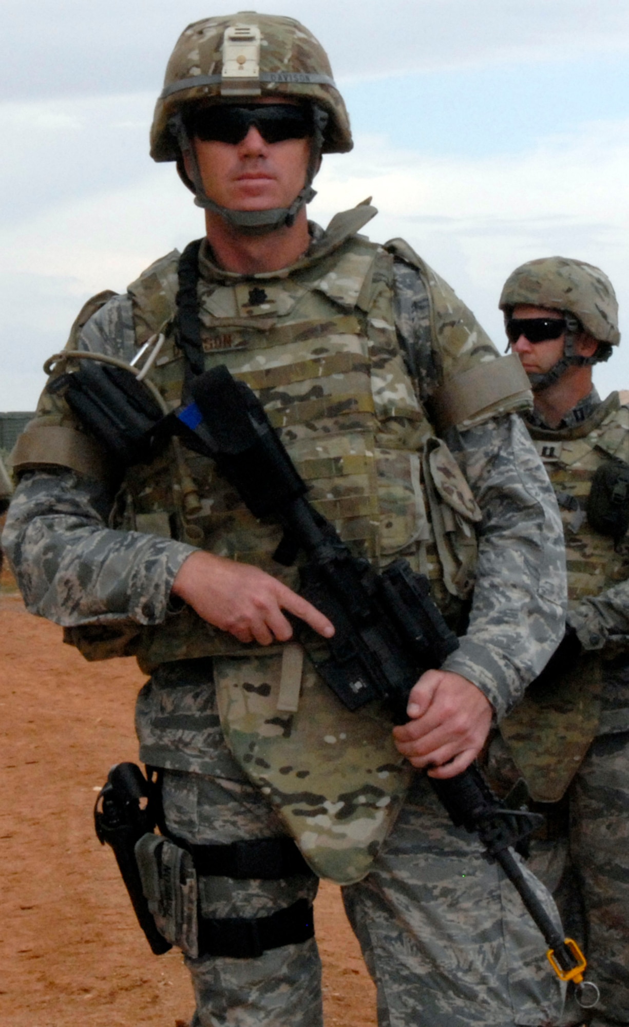Lt. Col. Mark Davison, commander 442nd Civil Engineers Squadron, awaits the next station during combat skills training at Camp McGregor, N.M. Approximately 35 CES reservists completed combat skills training at Fort Bliss, Texas and are scheduled to deploy in August 2011. The 442nd CES is part of the 442nd Fighter Wing, an A-10 Thunderbolt II Air Force Reserve unit, Whiteman Air Force Base, Mo. (U.S. Air Force photo/Senior Airman Wesley Wright)