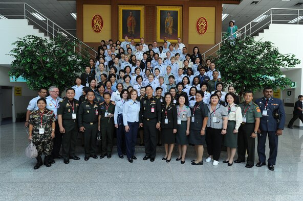Members of the military nursing community in the Pacific religion gathered at the Pullman King Power Hotel in Bangkok Thailand on Aug. 1 for the start of the five-day 2011 Asia Pacific Military Nursing Symposium, which is sponsored by Pacific Command and executed under the direction of 13th Air Force.
This is the fifth year of the symposium, which started at Hickam Air force Base in 2007, and the first time that Thailand has hosted the event.
More than 12 countries from the Asia-Pacific region have come together to build on relationships by exchanging information and techniques with one another. (U.S.  Air Force photo/Master Sgt. Cohen A. Young)
