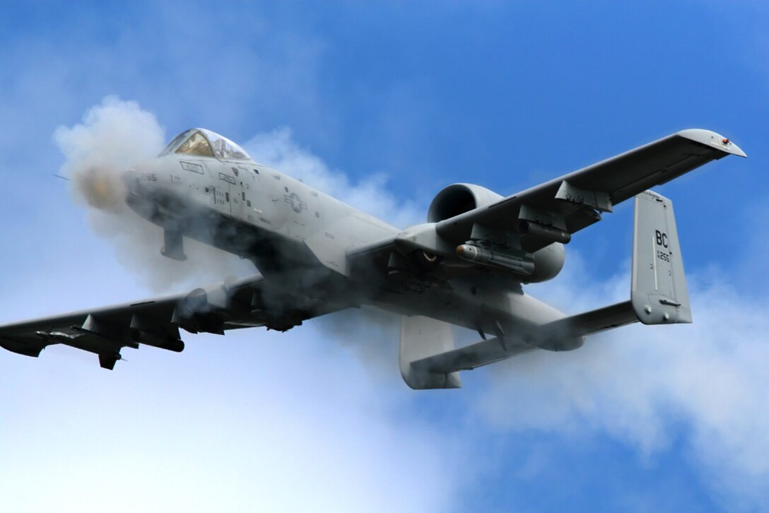 An A-10 Bomber maneuvers through various training scenarios at the Grayling Air Gunnery Range.