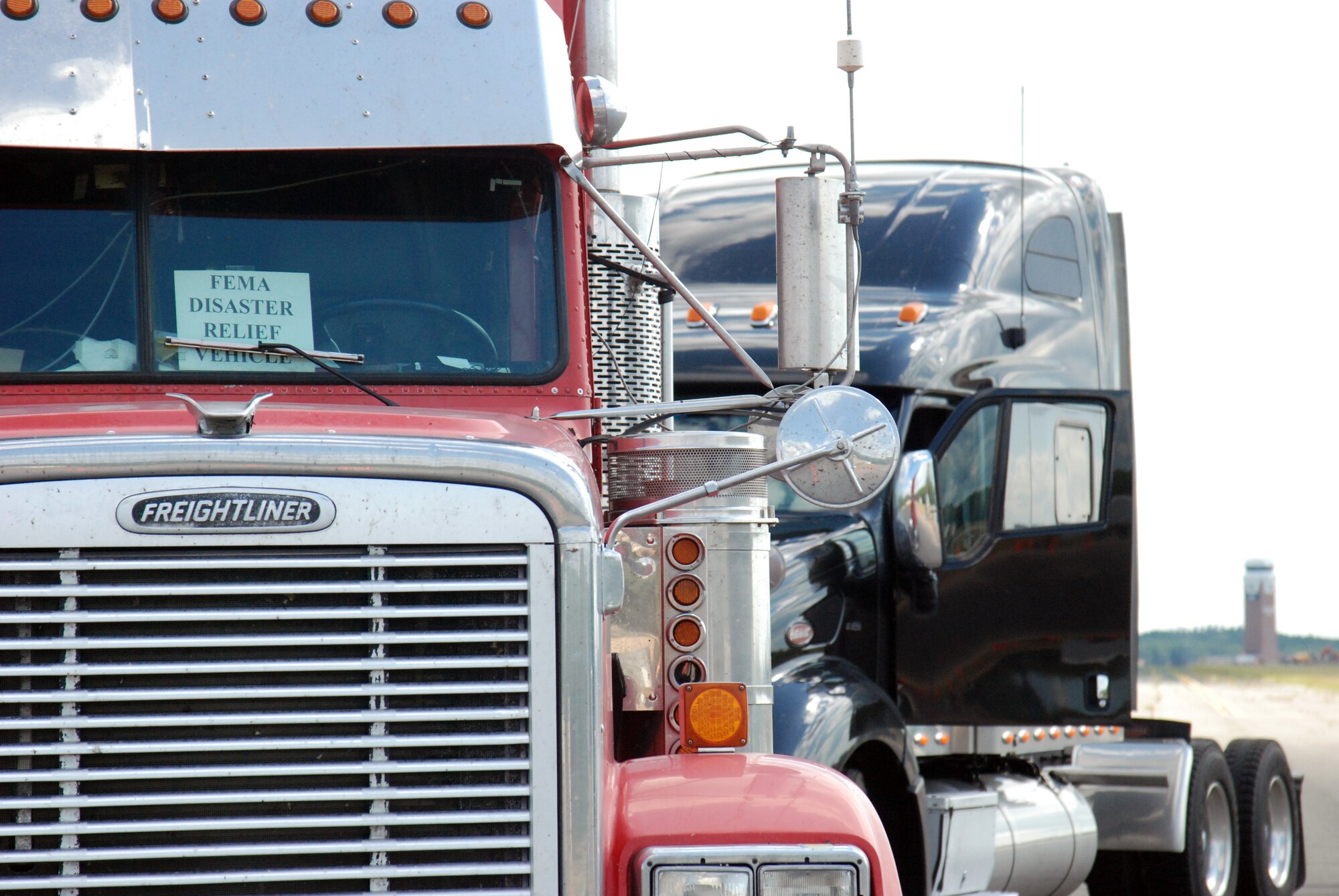 Sixty-one trailers loaded with bottled water, generators, tarps, food, and other emergency supplies arrived at Westover Air Reserve Base Aug. 26 and 27 as Westover partnered with the Federal Emergency Management Agency in preparation for Hurricane Irene, which hit New England Sunday, Aug. 28. In addition, all but two of Westover Air Reserve Base’s C-5 aircraft were evacuated Aug. 26 - 27 to bases in Florida, Delaware and Ohio, in preparation for Hurricane Irene. (US Air Force photo/SrA. Kelly Galloway)