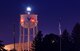 The Westover water tower illuminates the midnight sky. (US Air Force photo/SrA Kelly Galloway)