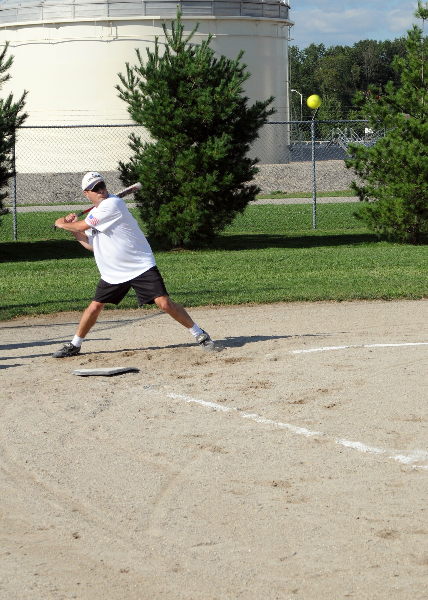 GRISSOM AIR RESERVE BASE, Ind. -- The Cops rallied to win the Grissom intramural softball championship by scoring 8 runs in the bottom of the seventh inning to beat the civil engineers 13-12. Here Ralph Ross, the Cops' second baseman, prepares to crush the softball.(U.S. Air Force photo/Staff Sgt. Carl Berry)