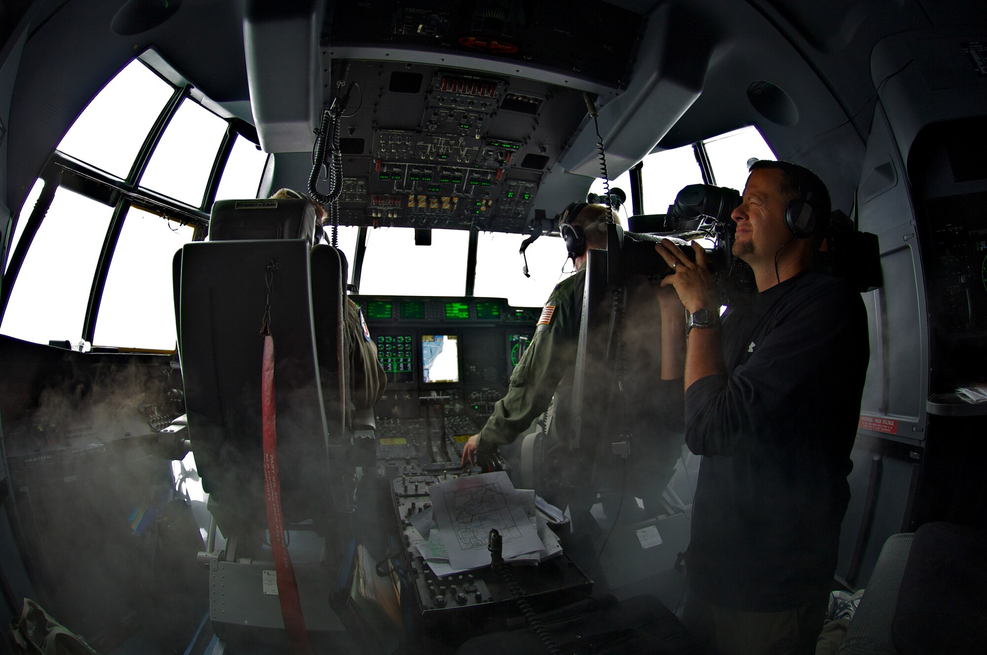 Local, national and international media outlets frequently join the Hurricane Hunters aboard storm flights for some "in the field" coverage of the mission. Although live reporting from within a Hurricane isn't possible with today's technology, media make no haste upon landing to send their story streaming to their audiences.
