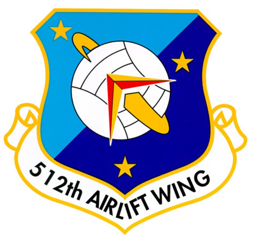 Pictured is an unauthorized 512th Airlift Wing emblem. Wing members are to refrain from using this version of the wing patch on products. (U.S. Air Force graphic)