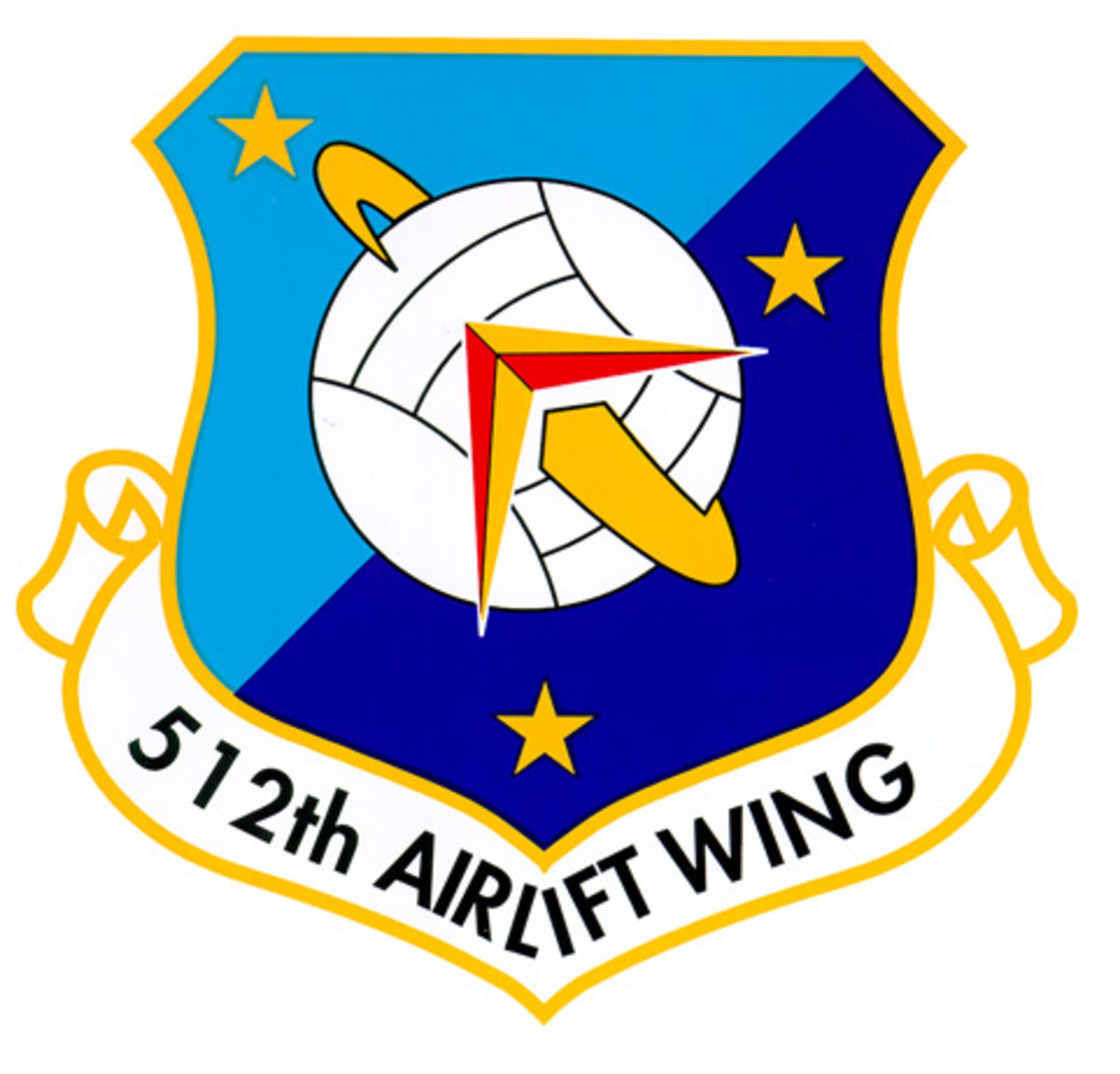 Pictured is an unauthorized 512th Airlift Wing emblem. Wing members are to refrain from using this version of the wing patch on products. (U.S. Air Force graphic)