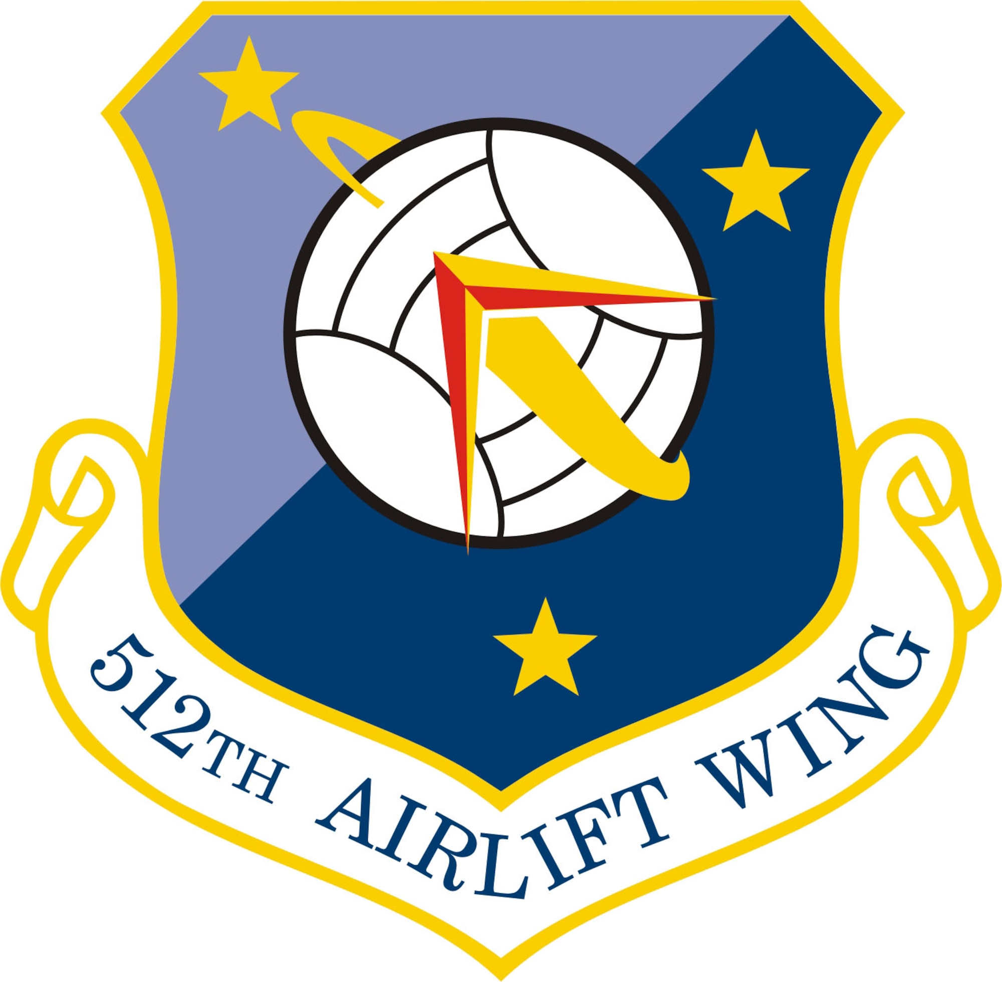 Pictured is the only authorized 512th Airlift Wing emblem. Wing members are to refrain from using any other version. (U.S. Air Force graphic)