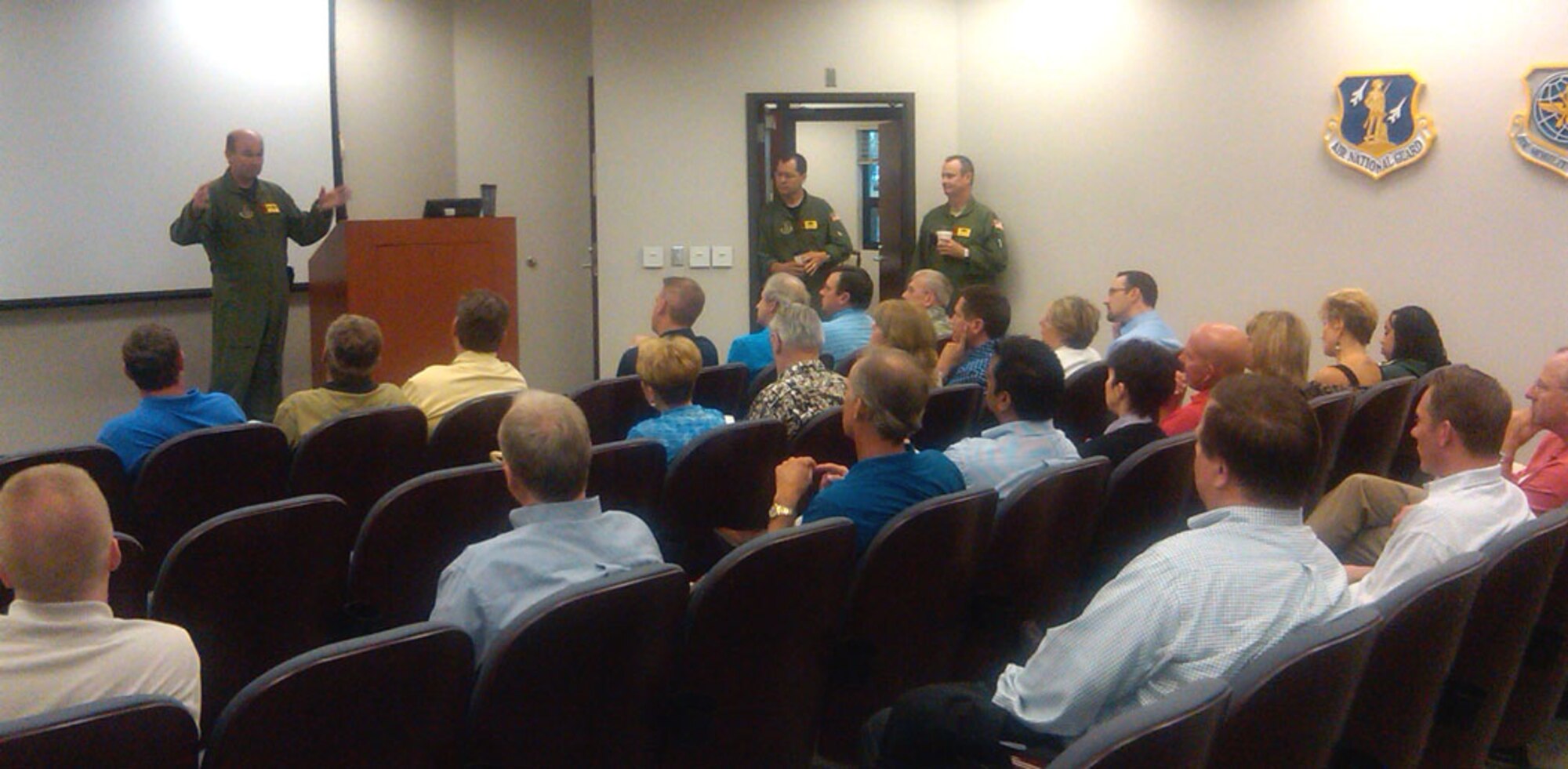 The 507th Air Refueling Wing and Tinker Air Force Base's 72nd Air Base Wing conducted a joint civic leader trip recently.  The local civic leaders participated in the two day event designed to provide a greater awareness of the Air Force and Air Force Reserve mission. Shown is 507th ARW commander Colonel Jeffery Glass briefing the group prior to their departure.