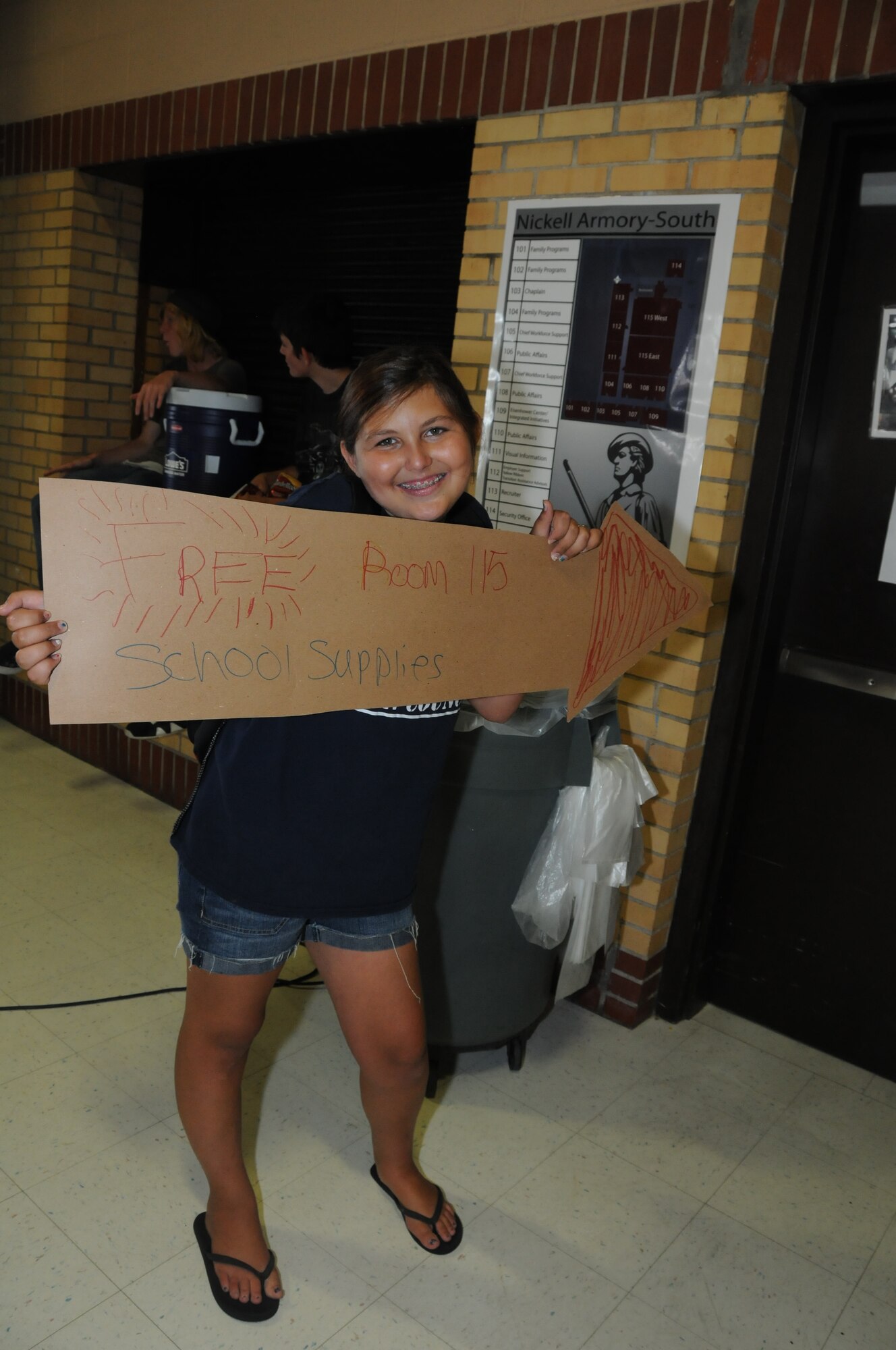 Members of the Kansas National Guard Teen Council volunteered to support the back to school event held at the Joint Force Headquarters during the August 2011 UTA (Photo by Tech Sgt. Mandy Johnson).