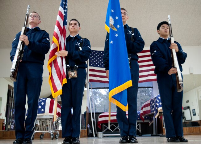 Joint Base Charleston Honor Guard members practice Posting the Colors at JB CHS - Air Base Aug. 26. Honor Guard members come from various units around the base and volunteer for three month increments. The Honor Guard performs at various events, including retirement ceremonies and honoring fallen comrades at funerals. 