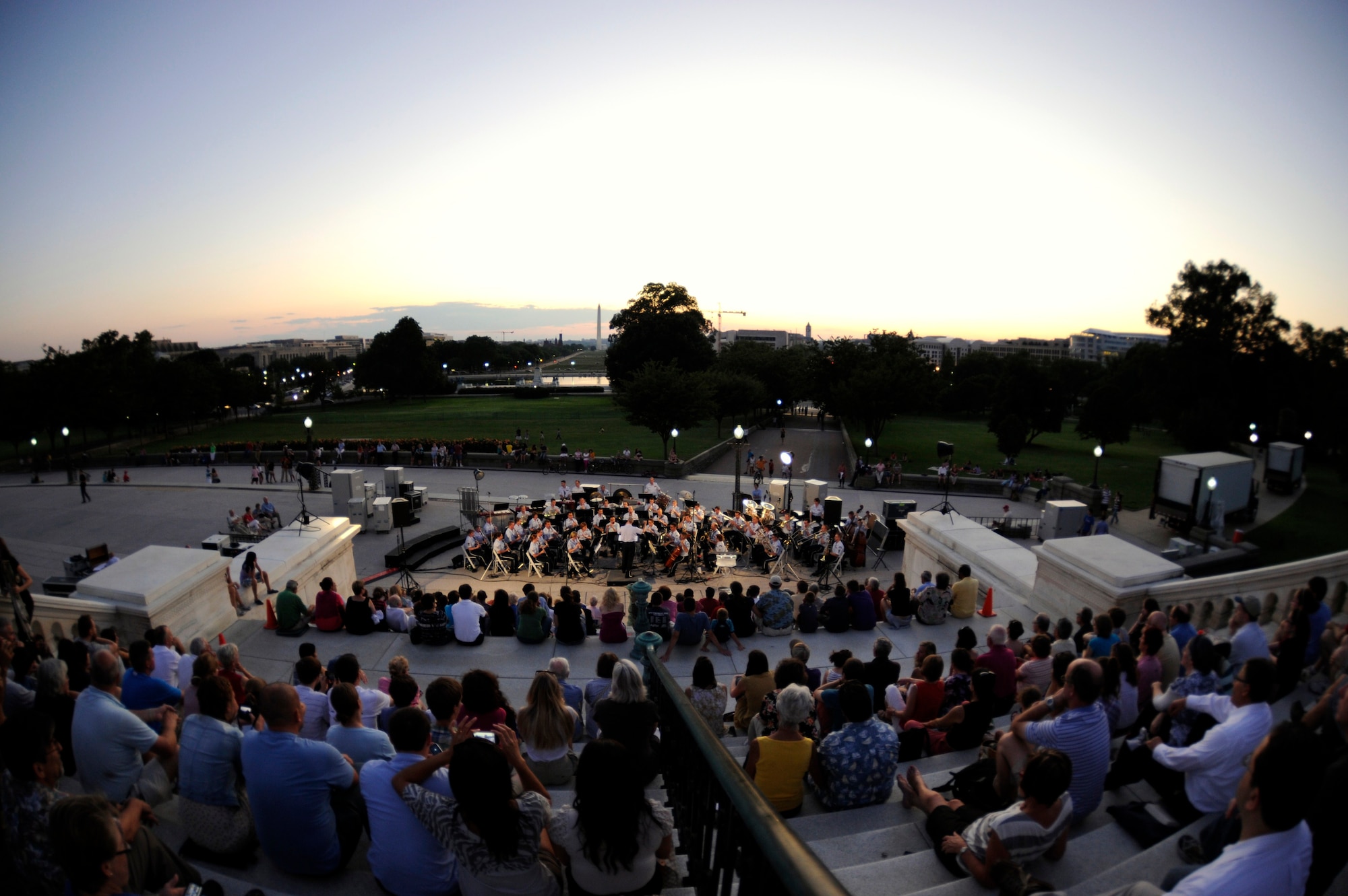 International guest conductor from Denmark, Captain Martin Åkerwall, conducts the U.S. Air Force Concert Band at the U.S. Capitol on August 16. Captain Åkerwall is the conductor of the Band of the Royal Danish Life Guards. (U.S. Air Force photo by Staff Sgt. Raymond Mills)
