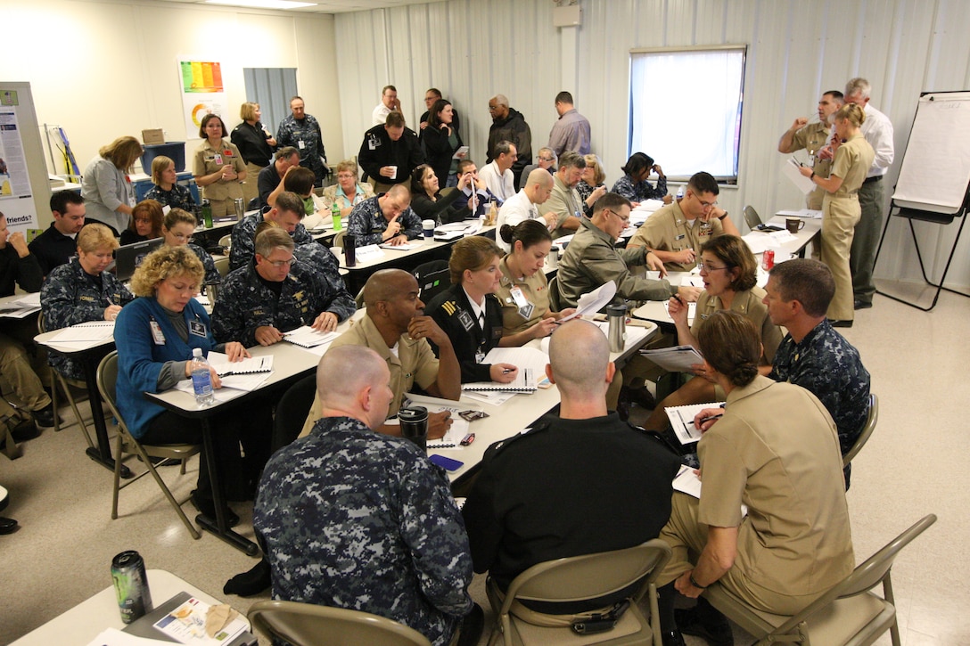 More than 50 participants from various departments within Naval Hospital Camp Lejeune gathered for the first Continuity of Operations Tabletop Exercise held at the Chief Westfield building on the NHCL campus aboard Marine Corps Base Camp Lejeune, Dec. 1. The importance of the drill was to establish plans to support the base with medical capabilities during either a man-made or natural disasters.