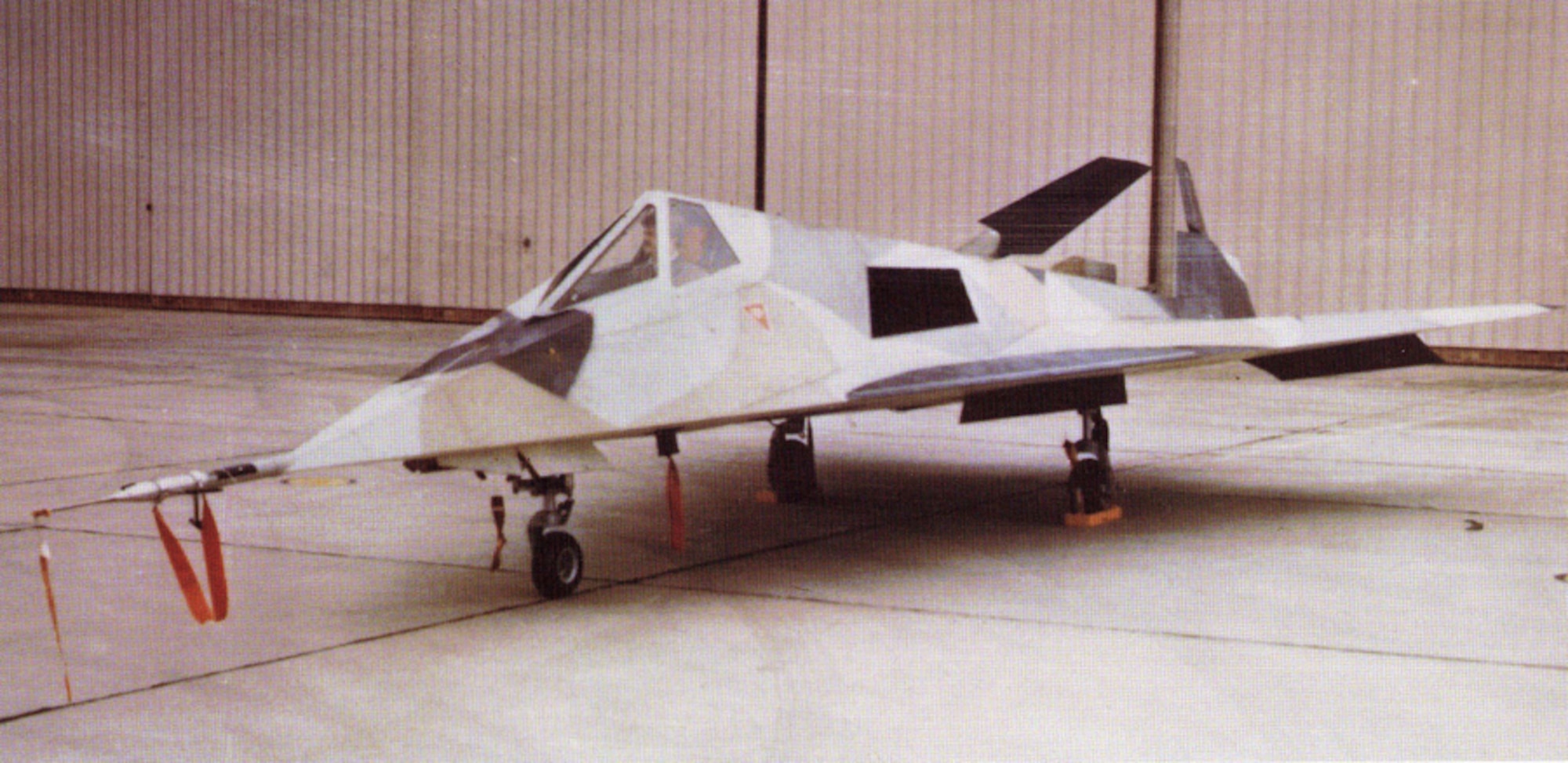 HOLLOMAN AIR FORCE BASE, N.M. -- "Have Blue," shown here, is the predecessor of the Air Force's famed F-117A Nighthawk -- the first "stealth fighter" in the Air Force's inventory. On Dec. 1, 1977, HB1001 made its maiden flight, and history, as Lockheed Test Pilot Bill Park took it through its flight. (Photo by provided by 49th Wing History office)