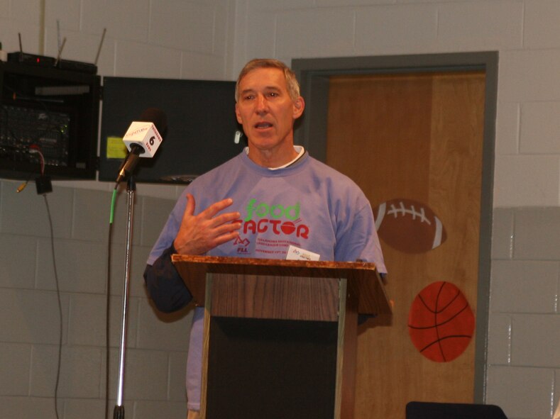 Aerospace Testing Alliance (ATA) Deputy General Manager Phillip Stich emceed the Tullahoma Regional FIRST® LEGO® League robotics competition Nov. 19 at East Middle School in Tullahoma. Several Arnold Engineering Development Center (AEDC) and ATA employees volunteered at the event for everything from judging to helping organize the competition. FIRST LEGO League is a robotics program for ages 9-14 that is designed to get children excited about science and technology. (Photo by Andrea Stephens)