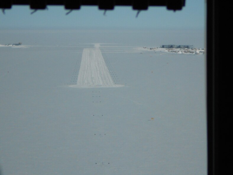 McMURDO STATION, Antarctica--Lt Gen Ted Kresge, Commander, Joint Task Force-Support Forces Antarctica (JTF-SFA),flies an LC-130 Skibird on final approach to Amundsen-Scott South Pole Station runway November 21. JTF-SFA, through Operation Deep Freeze, provides support to the NSF, which manages the United States Antarctic Program.