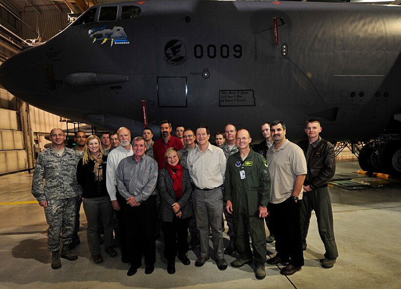 MINOT AIR FORCE BASE, N.D. – Group photo with Ambassador Marcie Ries,(center), Deputy Assistant Secretary of State for Nuclear and Strategic Policy, during a New Strategic Arms Reduction Treaty visit, here Nov. 29. New START is a treaty between the United States and the Russian Federation to reduce the number of strategic nuclear missile launchers.(U.S. Air Force Photo/Airman 1st Class Desiree Esposito)