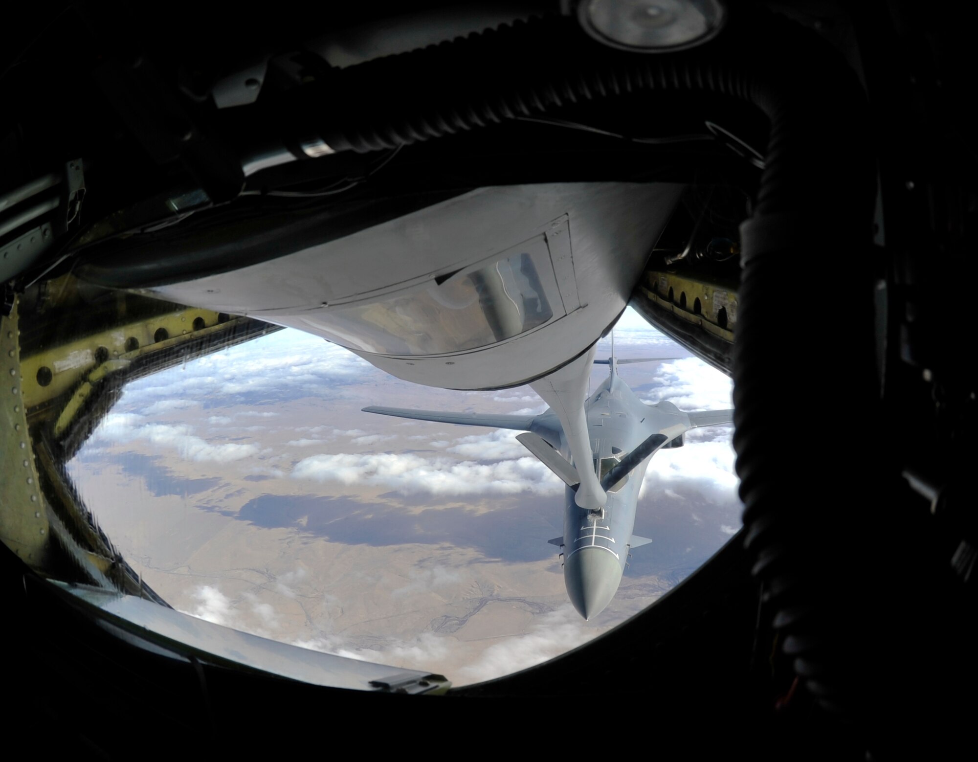 A McConnell KC-135 Stratotanker refuels a B-1B Lancer from Dyess Air Force Base, Texas.  McConnell’s primary mission is to provide Global Reach by conducting air refueling and airlift missions where and when needed. (U.S. Air Force photo/Senior Airman Abigail Klein)