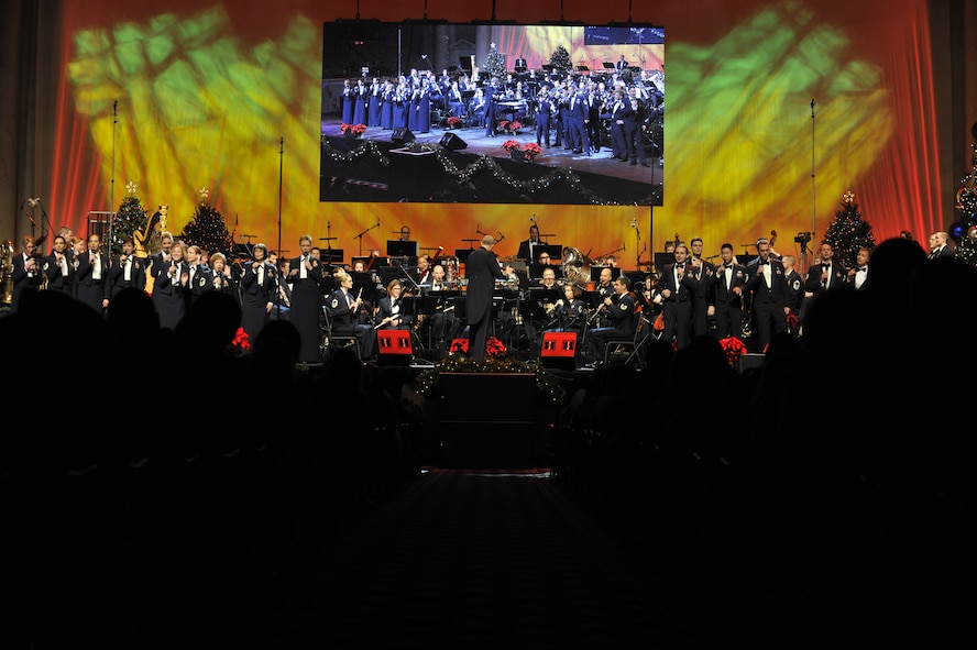 The United States Air Force Band performs Dec. 3 at the Daughters of the American Revolution Constitution Hall, Washington, D.C. This year’s “Celebrate me home” holiday concert featured the U.S. Air Force Band’s Concert Band, Singing Sergeants and Strolling Strings ensembles. (U.S. Air Force photo by Tech. Sgt. Raymond Mills