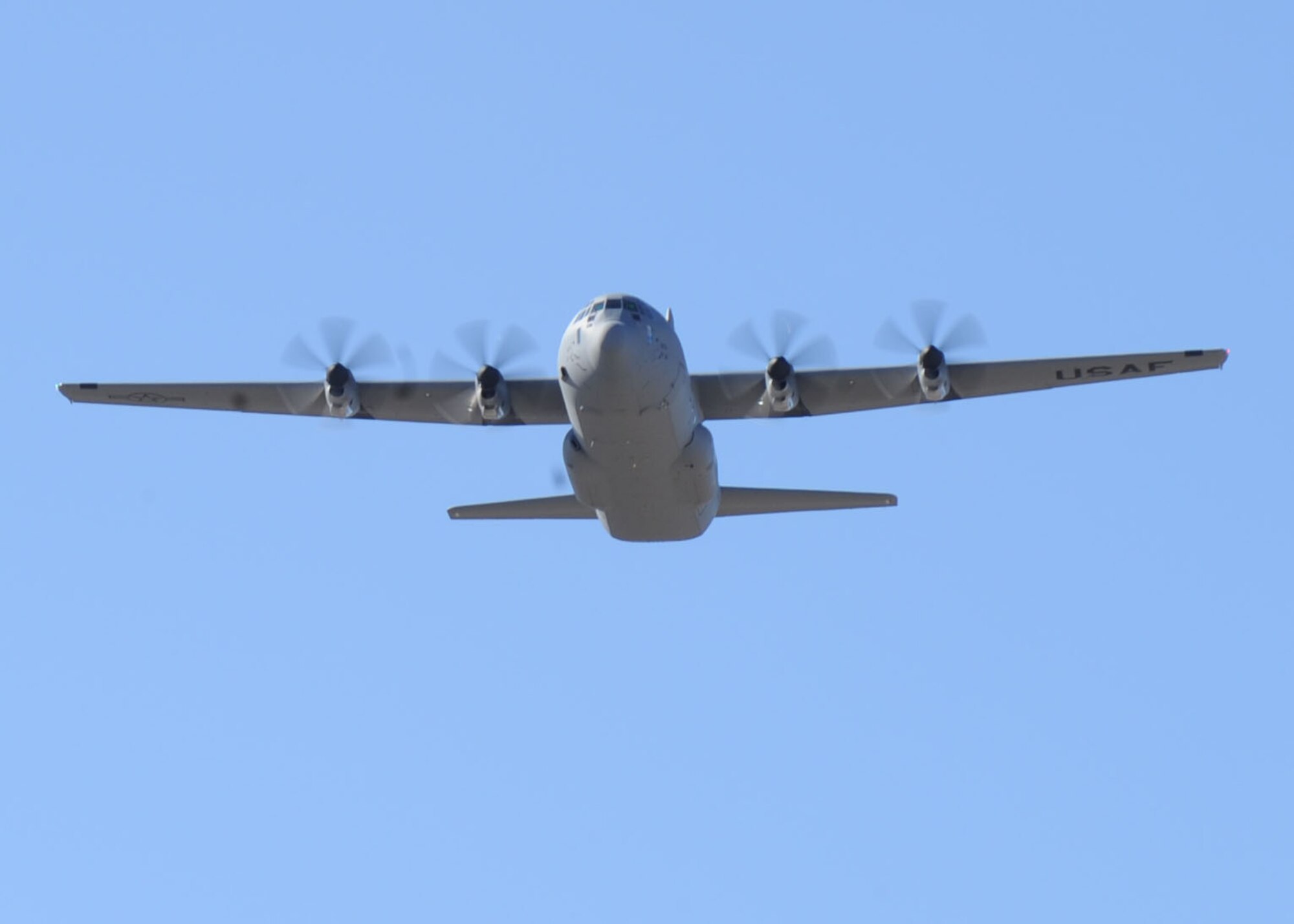 Delivery of a new C-130J Super Hercules flies into Dyess Air Force Base, Texas, Nov. 30, 2011.  The new J-model was delivered by Col. Todd McCready, 7th Maintenance Group commander. The aircraft is the 12th of 28 to be delivered to Dyess by 2013, replacing the current aging fleet of the C-130 Hercules. (U.S. Air Force photo by Airman 1st Class Cierra Bullock/Released)