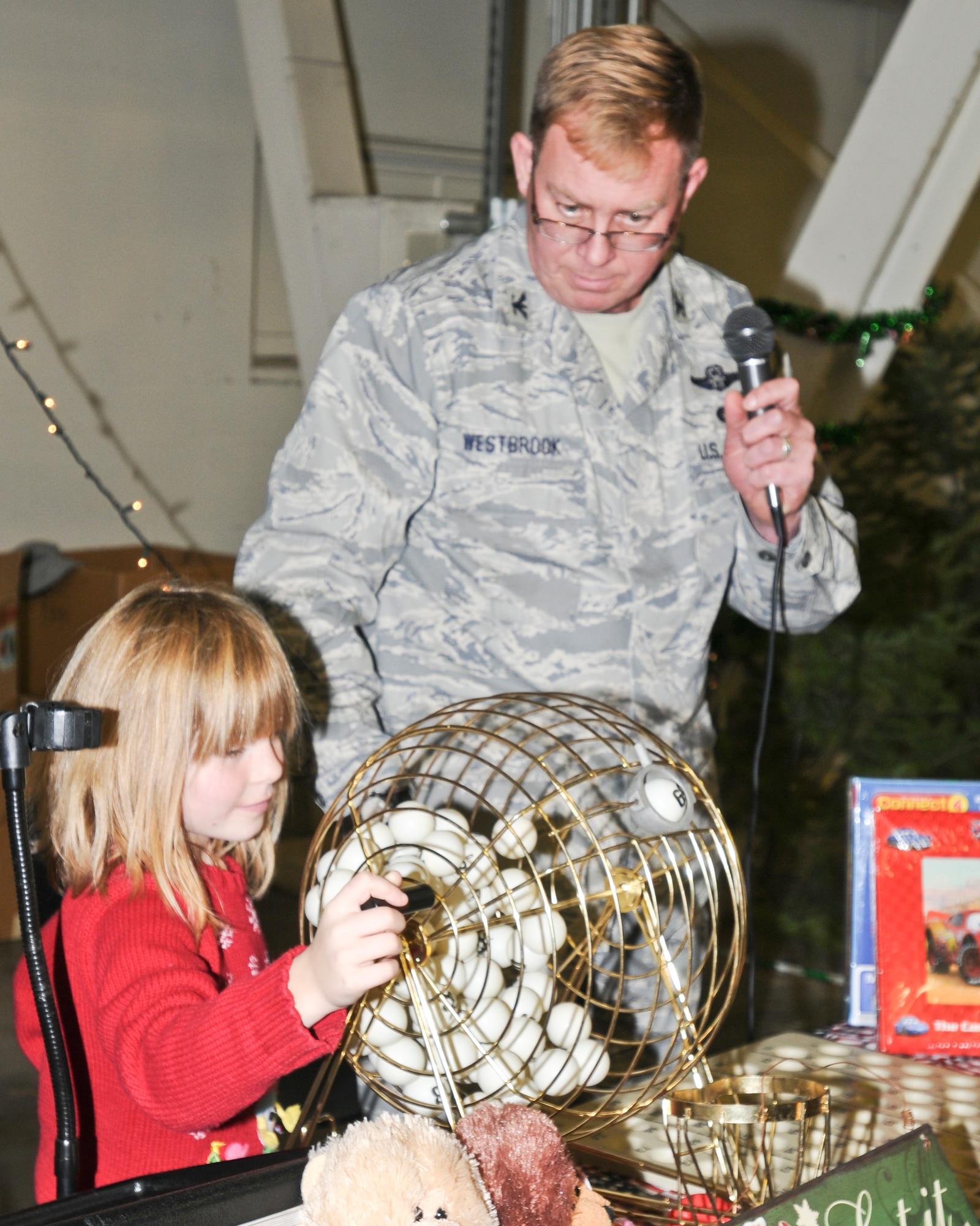 141st Air Refueling Wing members and their families enjoyed festivities at the annual Christmas party in Hanger 2050, Fairchild Air Force Base, Wash. on Dec. 3, 2011. (U.S. Air Force photos by Master Sgt Mindy Gagne)
