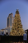 The Joint Base San Antonio-Randolph Christmas tree stands in front of the Taj Mahal,the 12th Flying Training Wing Headquarters building during the JBSA-Randolph Tree Lighting Ceremony Dec. 1. (U.S. Air Force photoRich McFadden/) (released)